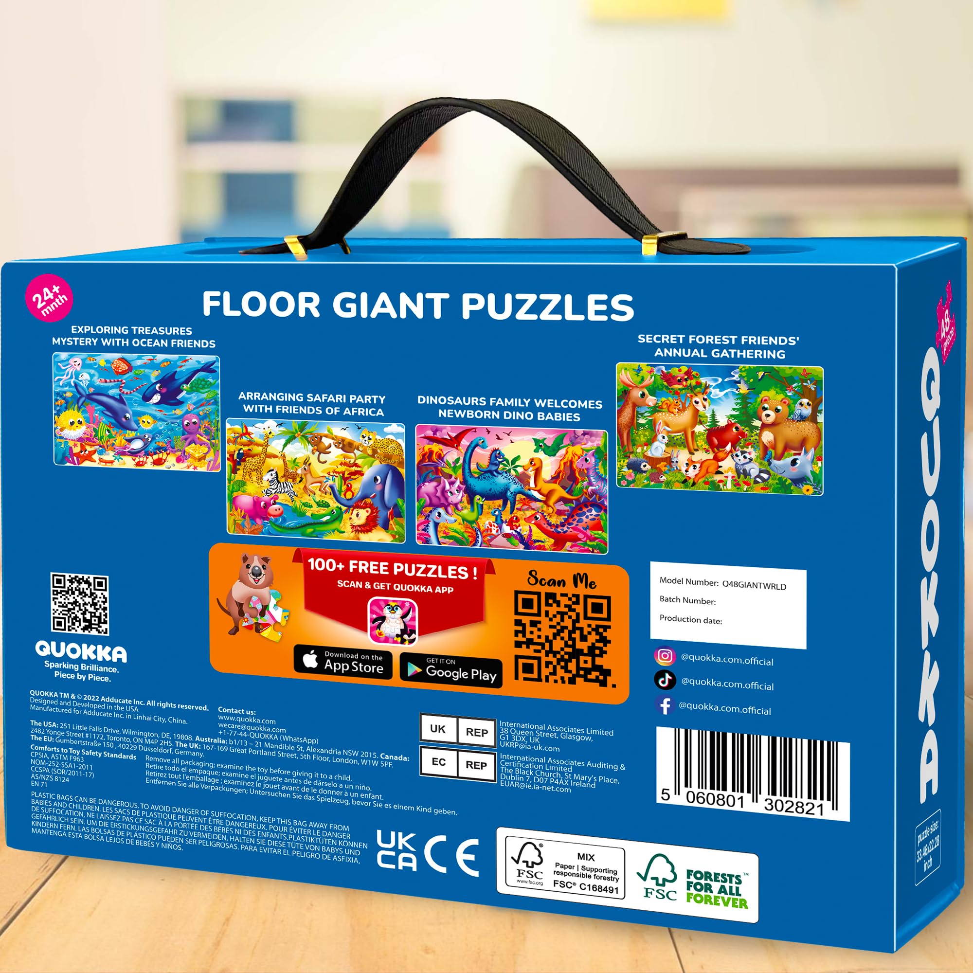 QUOKKA Puzzle Mapa Mundi Infantiles 3 4 5 Años - 60x90 cm 48 Piezas Puzzle XXL Gigante de Suelo para Niños 5 6 Años - Grande Juguete Mundo - Regalo Educativo para Niños y Niñas de 2 a 6