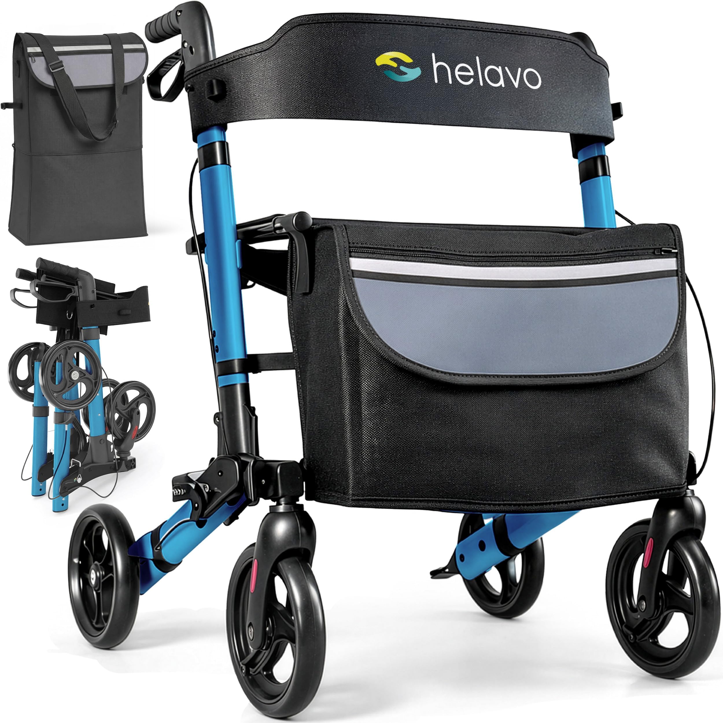4-Wheel Rollator Walker with Seat – Foldable, Adjustable & Lightweight Aluminum Rolling Walker for Seniors and Adults