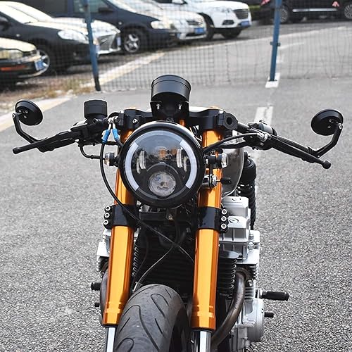 Miniatura 7 de 5002 7/8 '' Vintage Cafe Racer motocicleta manillar espejo negro redondo para Honda Kawasaki Suzuki Yamaha con manillar de 7/8 pulgadas