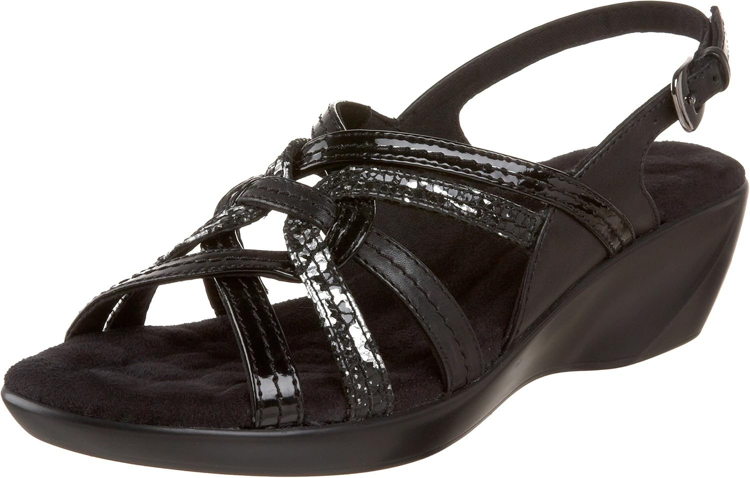 Rose Petals Women's Beth Black Kid/Silver Buckle Flat 5.5 M (B)