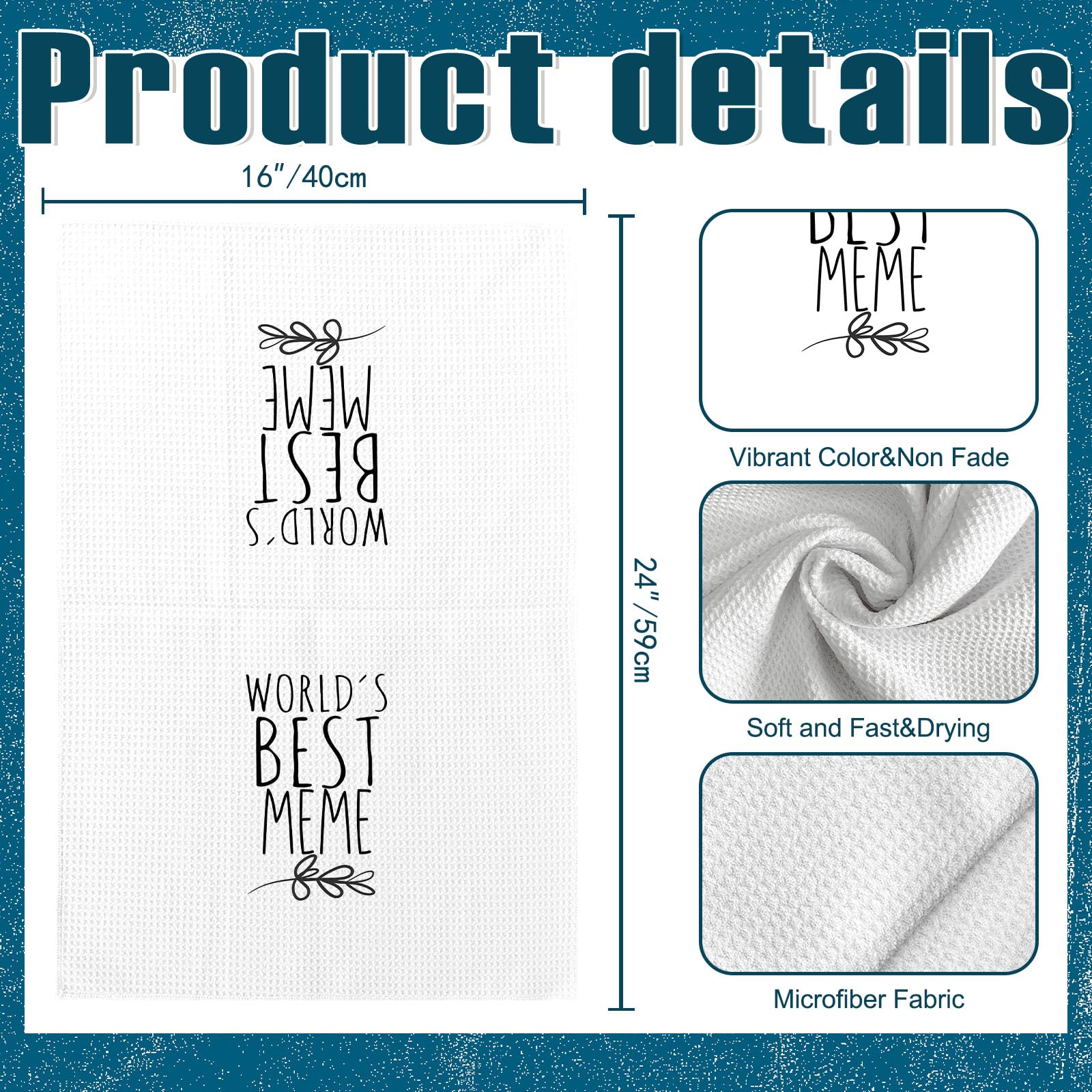 World's Best Meme Kitchen Towels, Meme Gifts for Grandmother Grandma, Meme Gifts from Grandson Granddaughter Kids, Meme Mother's Day Birthday Gifts Tea Towels Kitchen Hand Towels 16x24 Inch