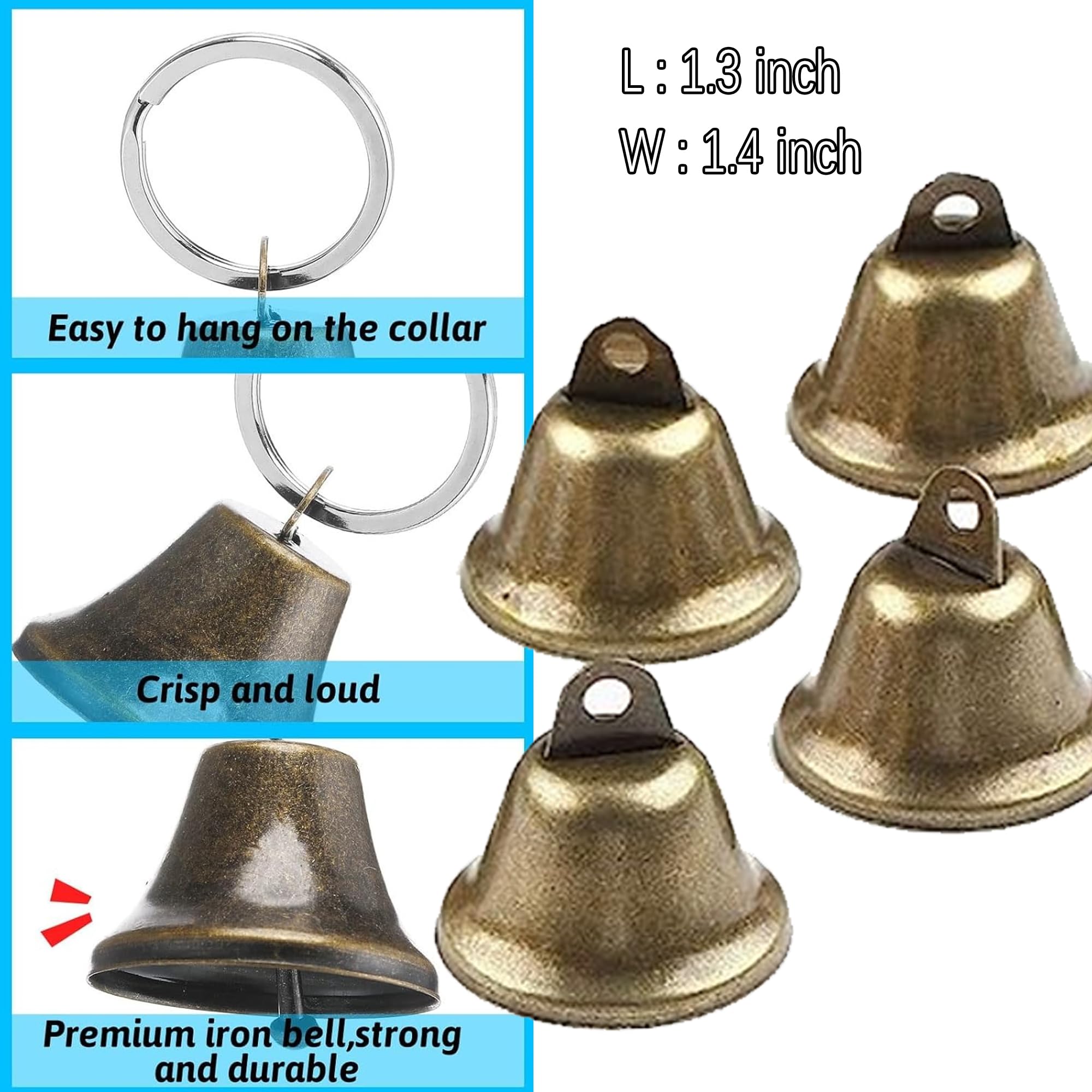 Lot de 10 colliers de chèvre réglables en nylon avec cloche
