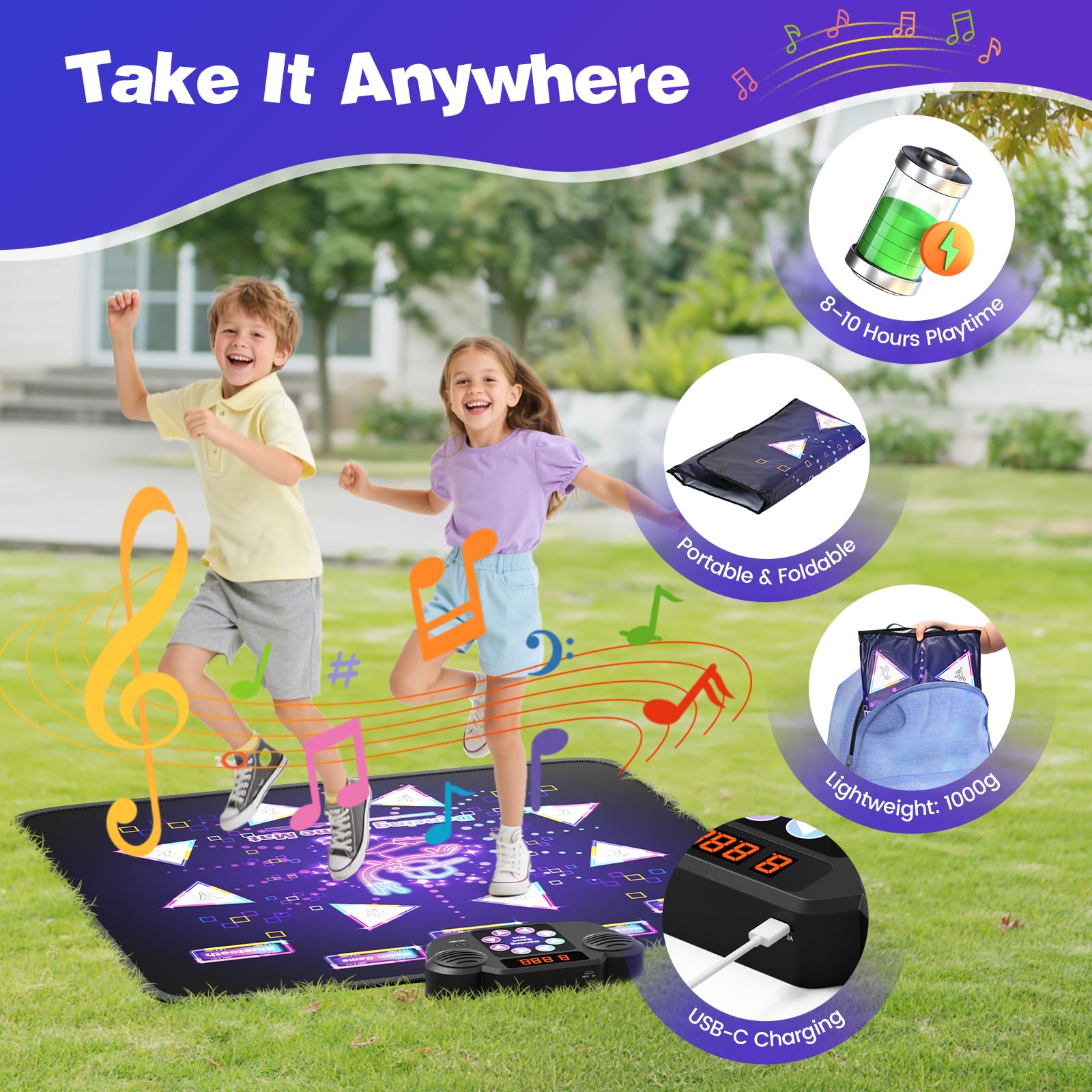 Tapis De Danse Pour Enfants, Tapis De Danse Musical Avec 6 Flèches