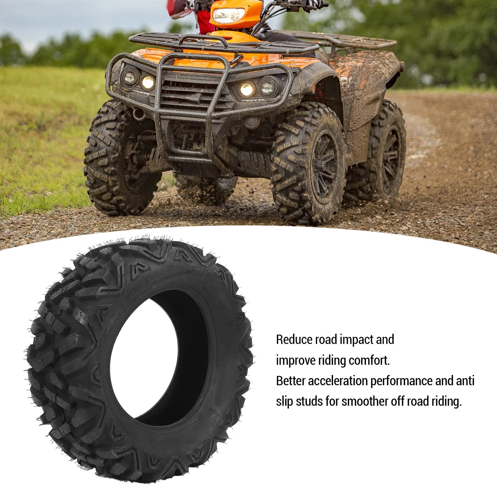 Luocute Neumático de Rueda ATV UTV 27x9-14, Neumático sin Cámara Todo Terreno Todoterreno de 6 Capas para Cortacésped ATV UTV SxS Cart Go Kart