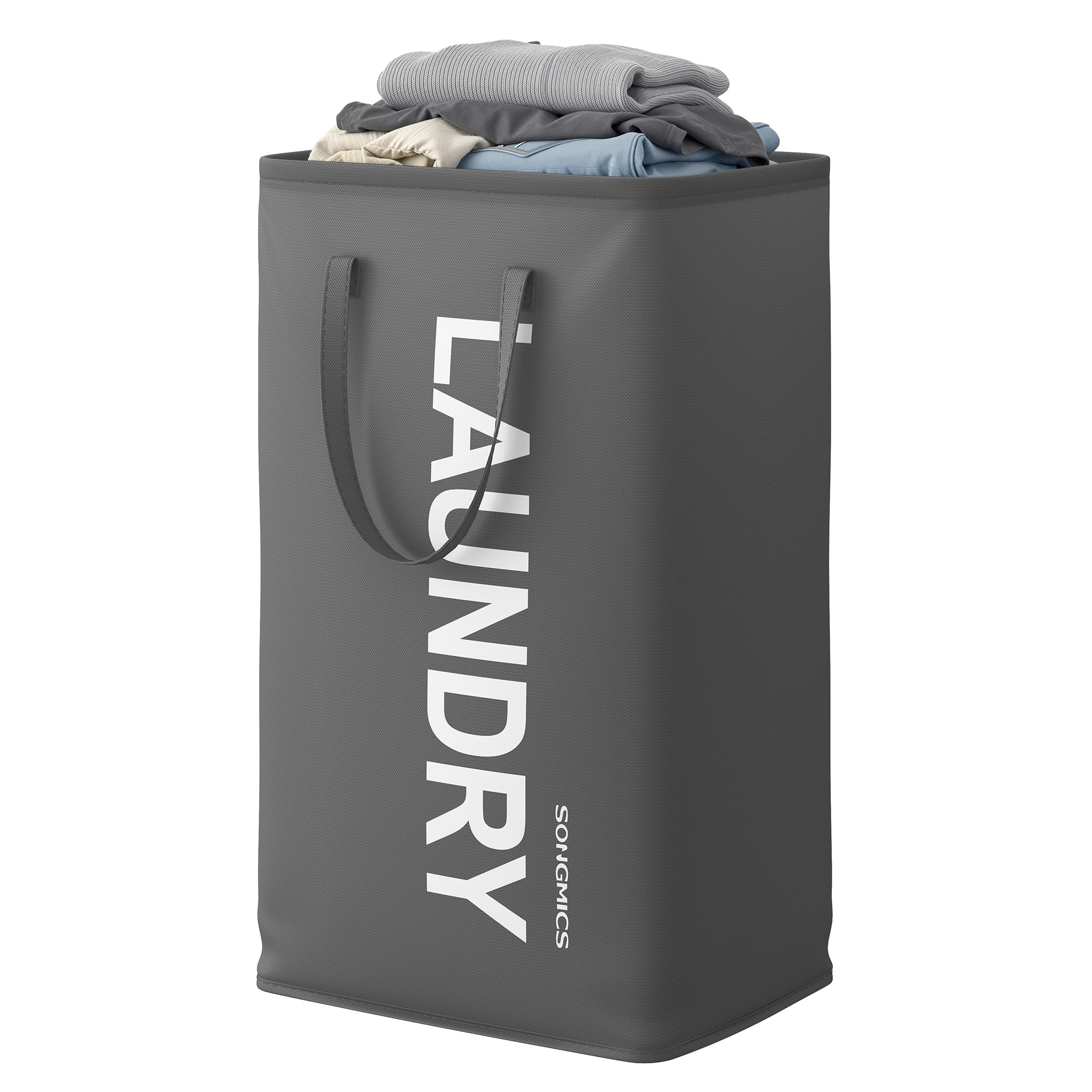 Songmics Slate Grey Laundry Basket, 21.1-Gallon (80 L) Collapsible Laundry Hamper