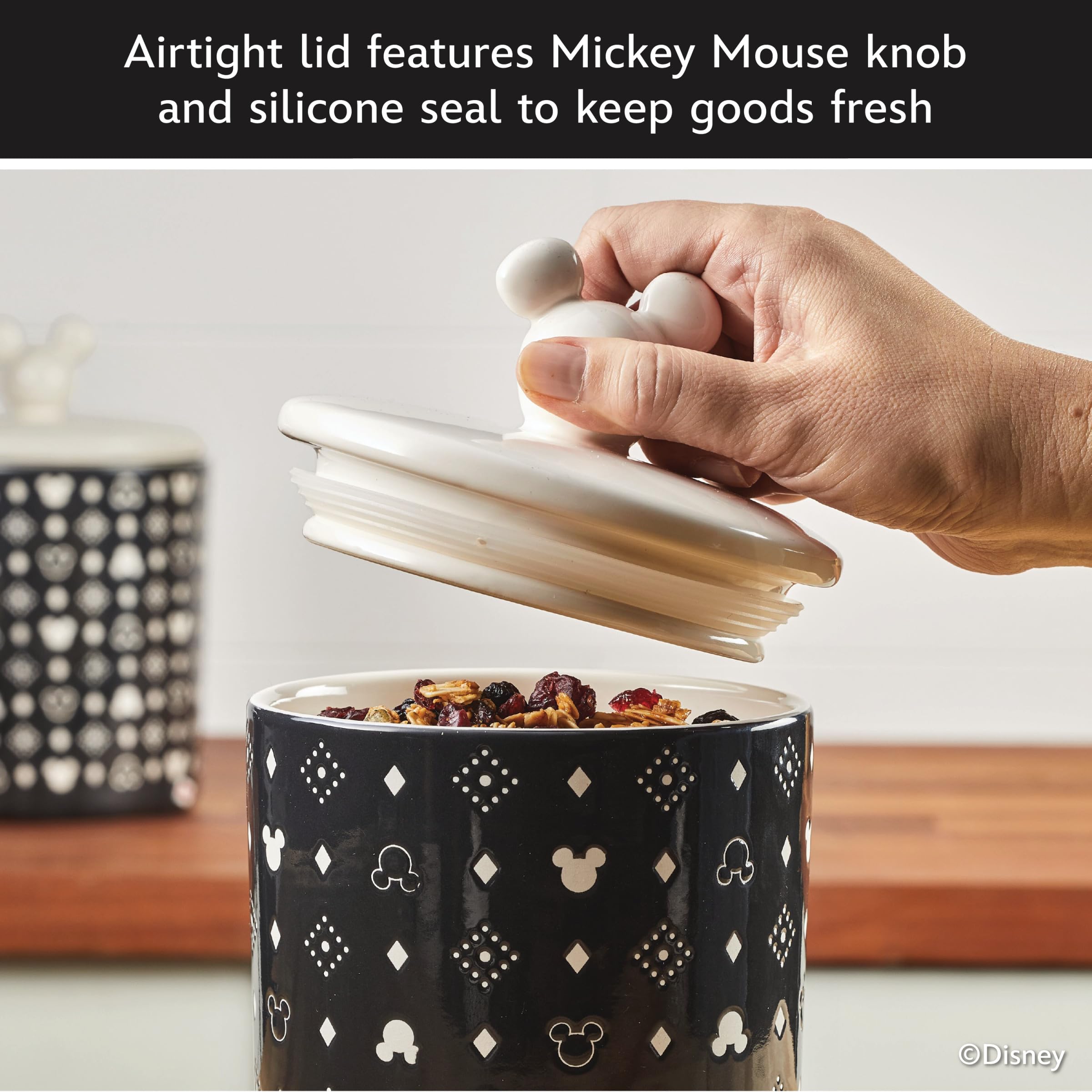 Amazon｜Disney Home モノクロ大型セラミックキャニスター 蓋付き 7