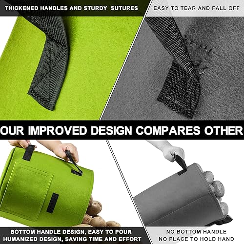 Miniatura 4 de Suntee Paquete de 4 bolsas de cultivo de plantas de 10 galones con solapa, bolsas de tela no tejida de alta resistencia, macetas de plantación de