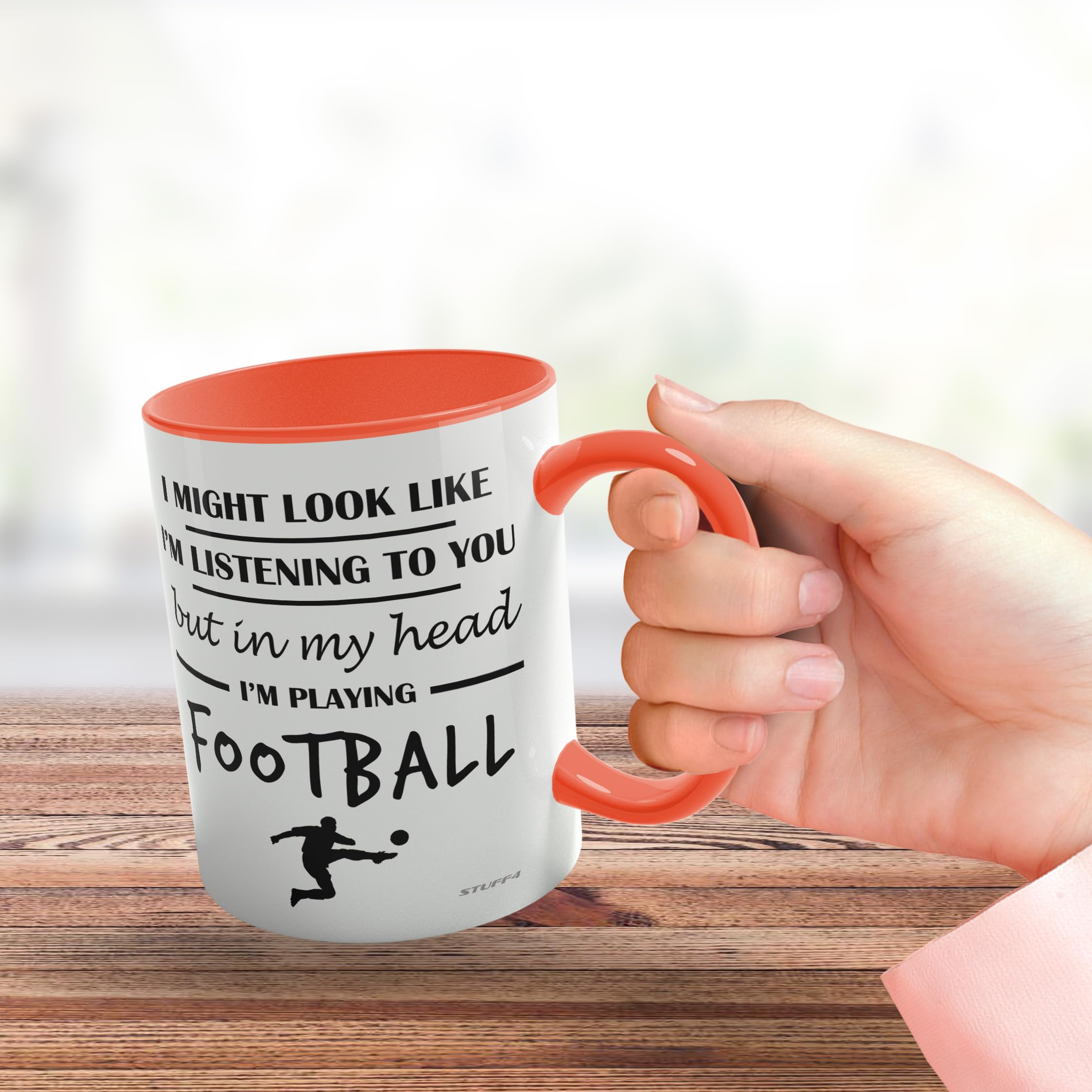 Stuff4 Football Gifts, in My Head I'm Playing Football Mug, Funny Gift for Footy Players Footie Lover Presents - Image 3