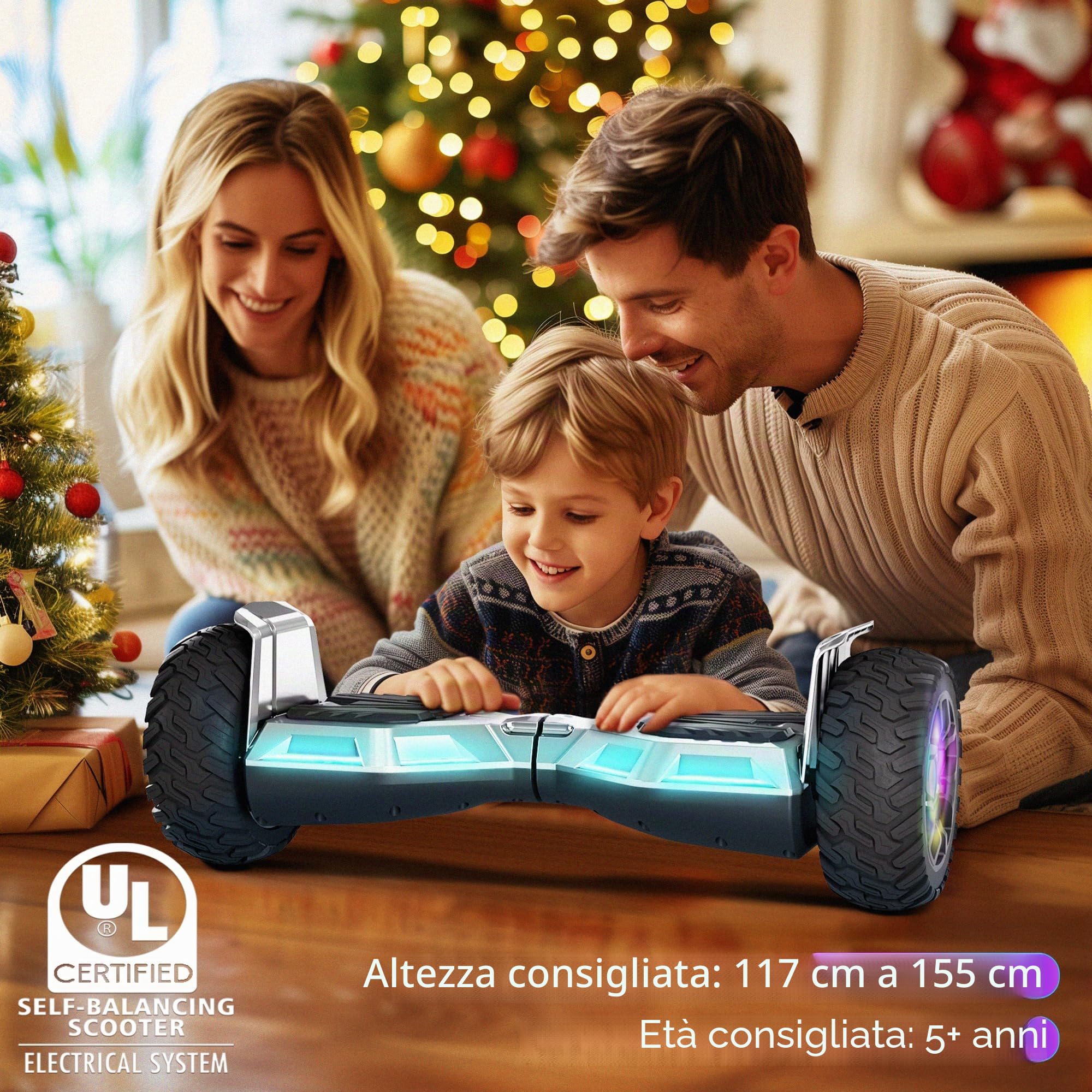 8.5 Inch Off Road Hoverboard with LED Lights, Self Balancing Off-Road Hoverboard with Bluetooth for Kids
