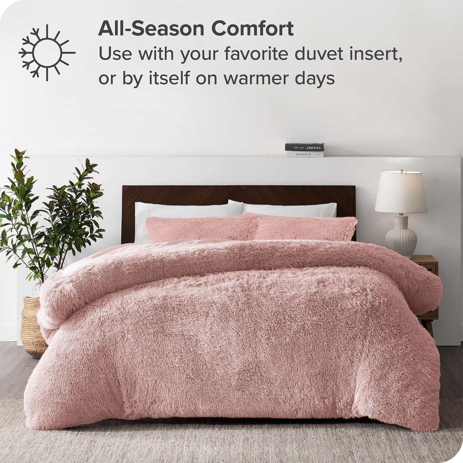 Sleepdown 5056242754657 Juego edredón con Fundas de Almohada, 1 pieza (220 cm x 230 cm), diseño de Pelo Largo, Color, poliéster, Rosa encarnado, Matrimonio