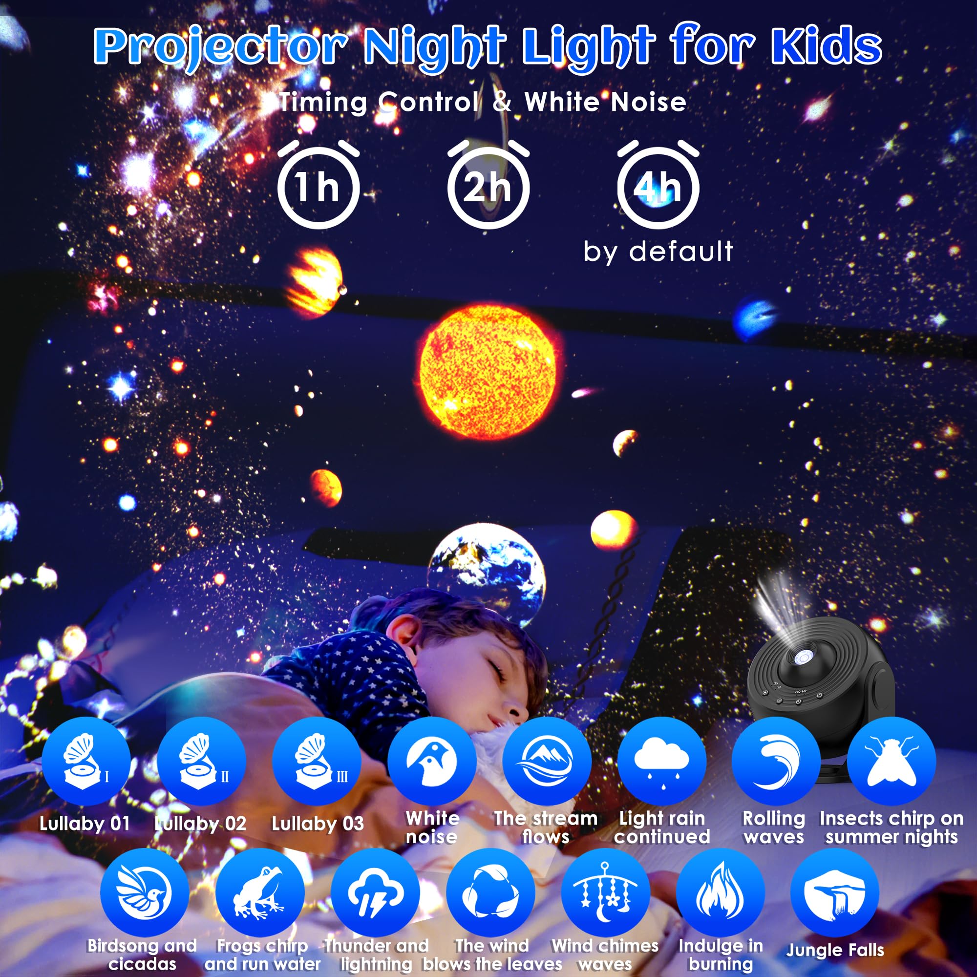 Proiettore Galaxy per camera da letto versione Pro, HD 12 in 1 Dischi Film Proiettore Star con Bluetooth Galaxy Light, Planetario Proiettore con Timer, Rumore Bianco, Rotazione a 360°, Telecomando