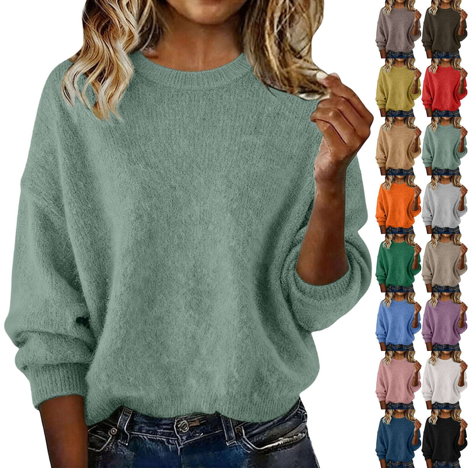 Cashmere Sweaters for Women Crewneck Cozy Soft Pullover Loose Casual Warm Tops Quiet Luxury Clothes 2025 Fall Winter