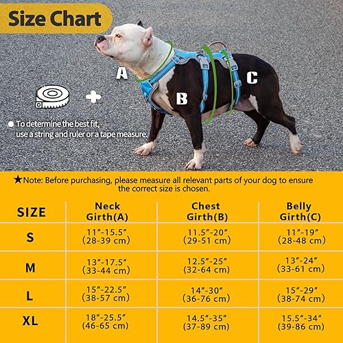 Miniatura 6 de Huntboo Arnés para perro a prueba de escapes, arnés reflectante con mango acolchado, transpirable, duradero, chaleco ajustable para perros medianos