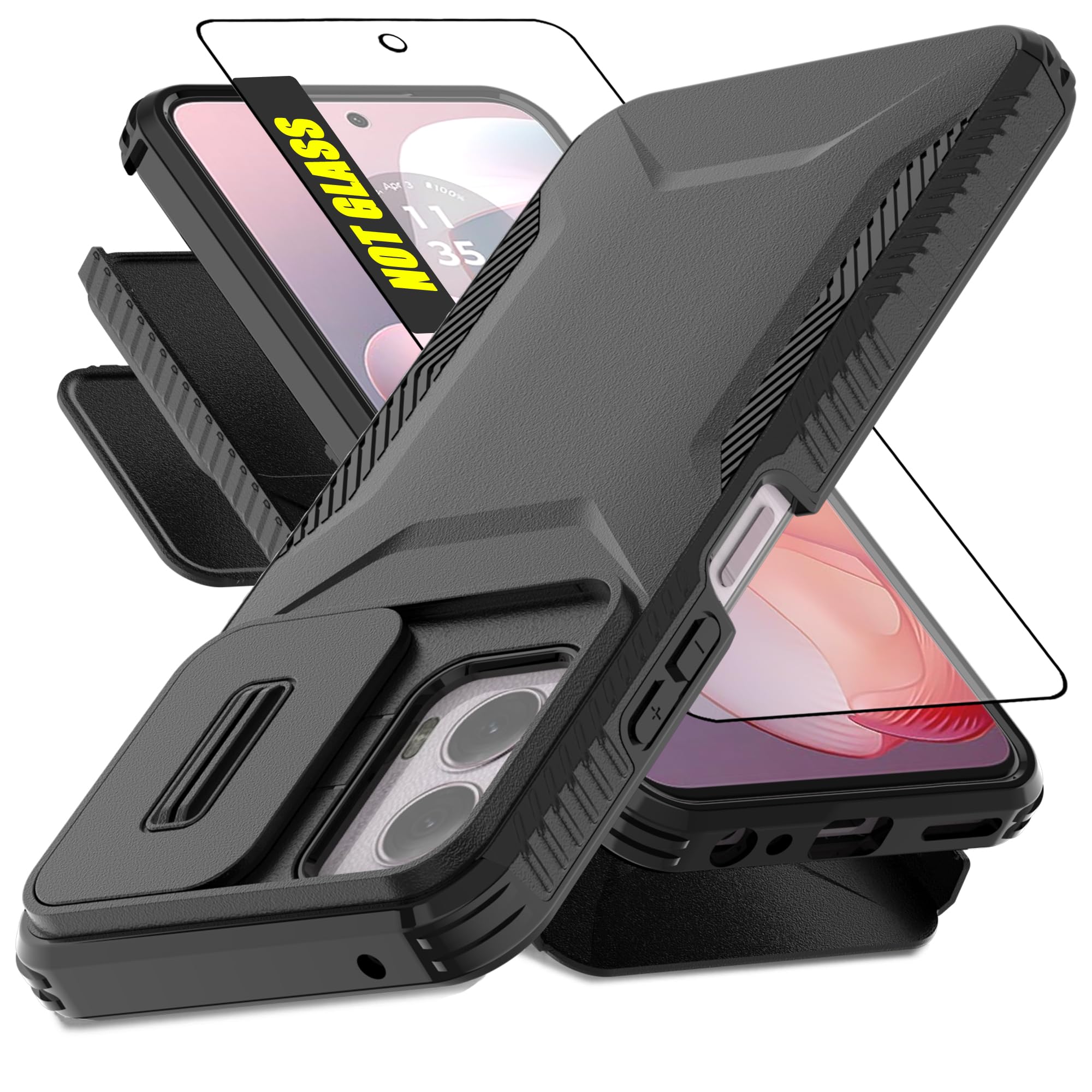 Funda para Motorola G Power 5G 2024 con 1 protector de pantalla HD y cubierta de cámara deslizante [grado militar], funda protectora resistente a prueba de golpes para Moto G Power 5G 2024