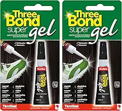Kit 2 Super Gel ThreeBond 3g | Cola Instantânea em Gel Que Não Escorre | Ideal Superfícies Verticais e Materiais Porosos