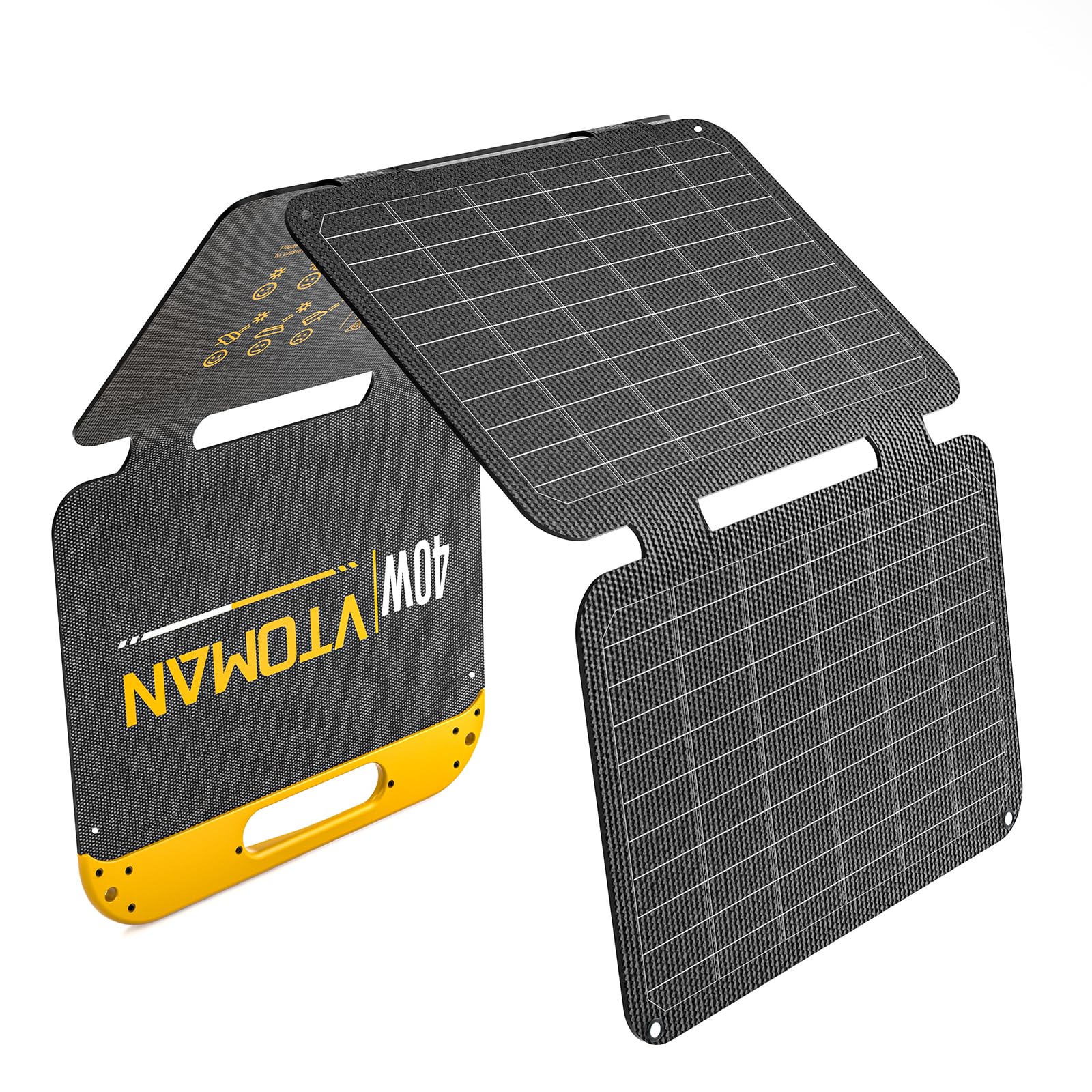 VTOMAN VS40 Panel Solar Portátil, Voltaje de Funcionamiento de 13,9V | Alta Eficiencia del 25 %, Resistente al Agua IP67, Plegable Puertos USB-C y USB-A, Ligero PD30W para Teléfonos