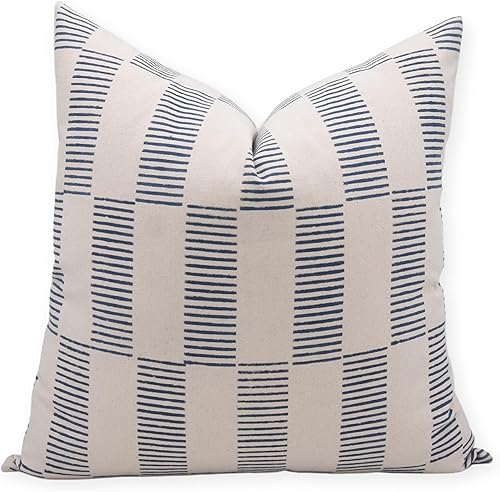 Fundas de almohada de lona de pato con estampado de bloques de 16 x 16 pulgadas, hechas a mano, fundas de almohada vintage para sofá y sofá, funda disponible en Yaxa Peru