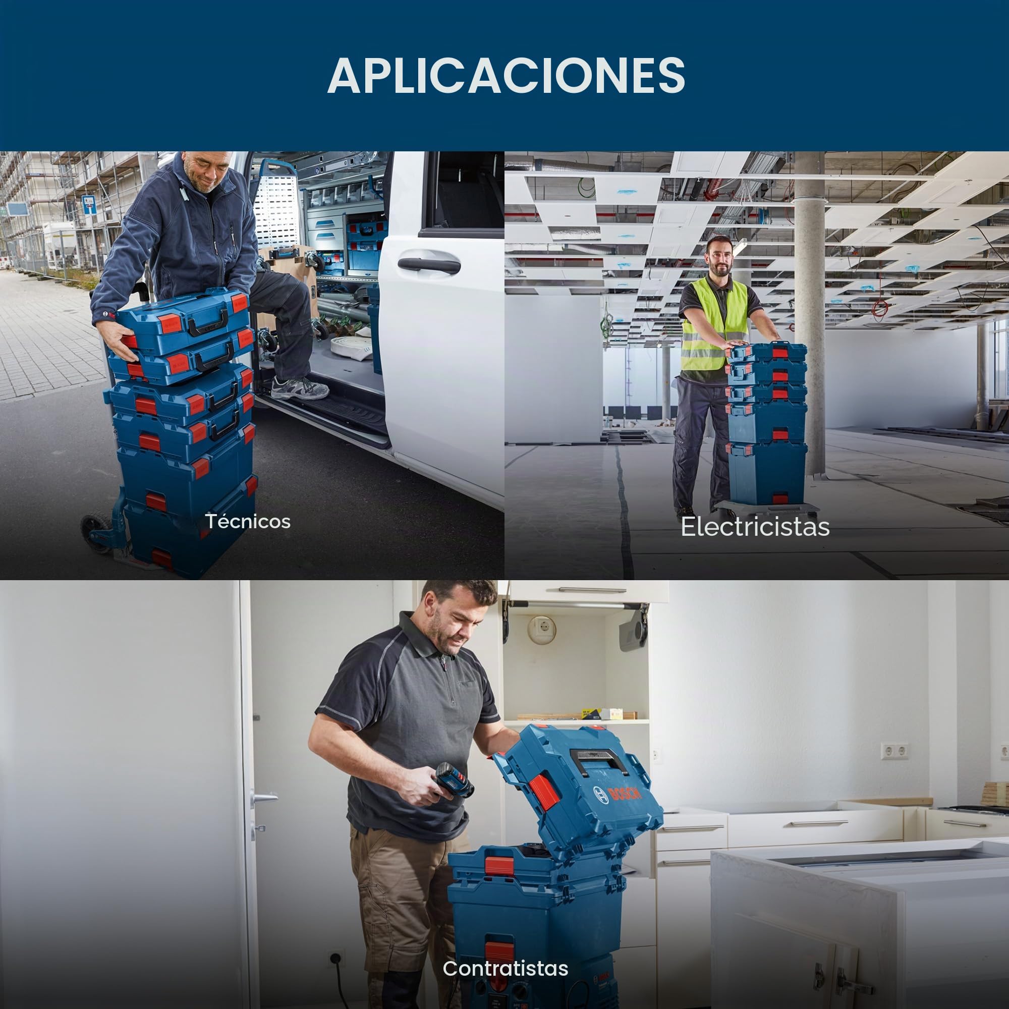 Bosch Professional sistema de maletín de transporte L-BOXX (capacidad carga superior hasta 100 kg, capacidad carga en caja hasta 25 kg, fuerza tensado 50 kg, material: plástico ABS, plástico PA6)