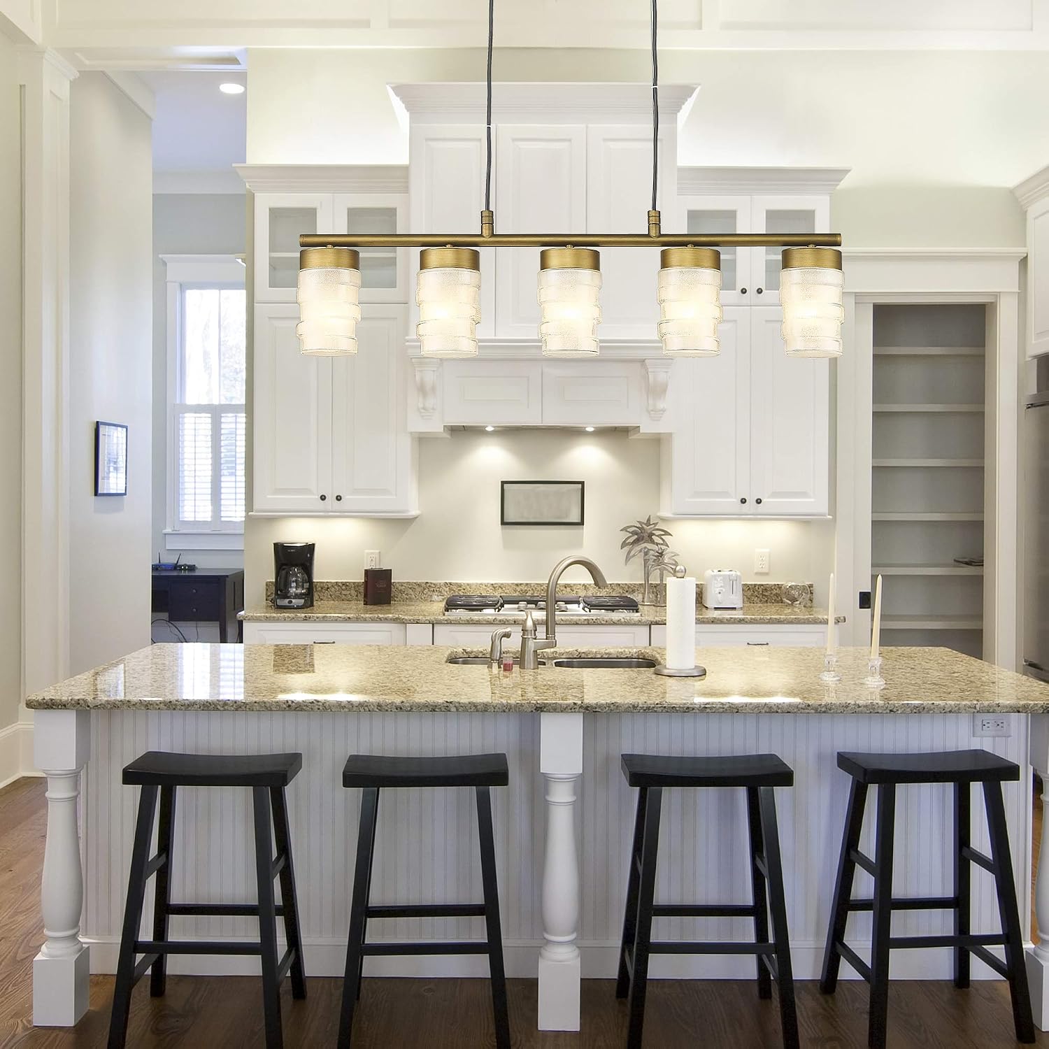 Up To 50% OFF LMS 5-Light Kitchen Island Lights, 32 Modern Industrial Linear Pendant Light for Dinning Room in Antique Brass Gold with Frosted Glass, LMS-061 50% Off Discount LMS 5-Light Kitchen Island Lights, 32 Modern Industrial Linear Pendant Light for Dinning Room in Antique Brass Gold with Frosted Glass, LMS-061