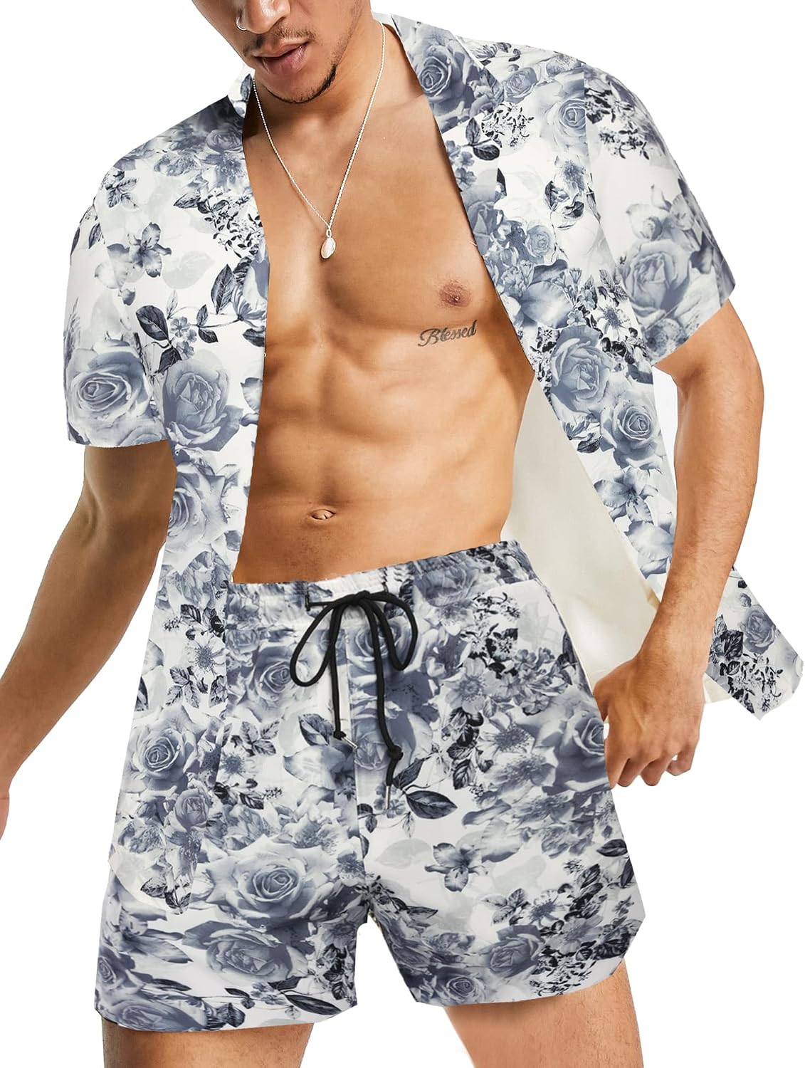 Daupanzees Men’s Luxury Casual Button Down Short Sleeve Hawaiian Shirt Suits Daupanzees Men’s Luxury Casual Button Down Short Sleeve Hawaiian Shirt Suits