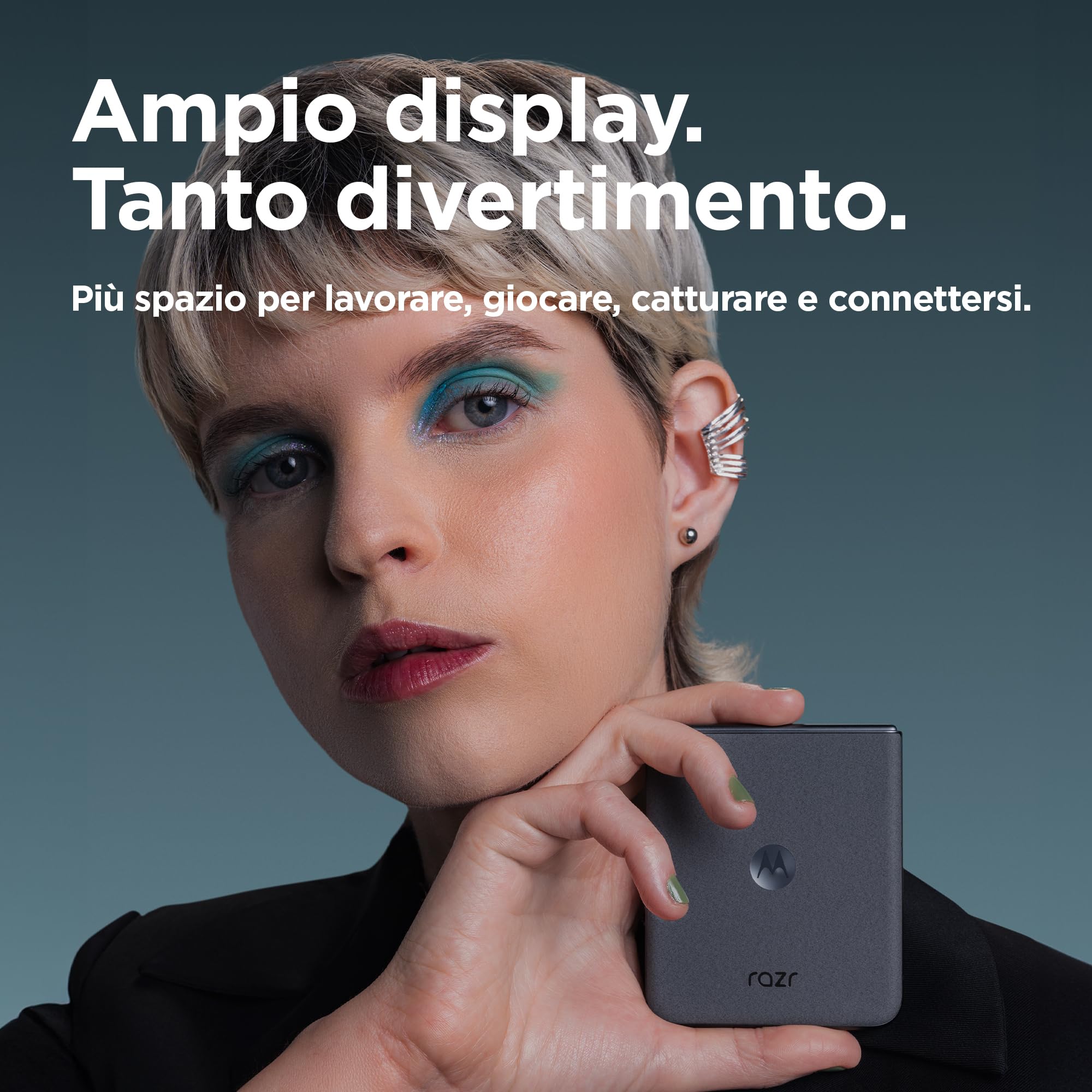 Motorola Razr 50 (8/256GB, AI, display esterno 3.63” pOLED, interno 6.9" pOLED, 50+13MP, selfie 32MP, MediaTek Dimensity 7300X, 4200mAh, ricarica 33W, wireless 15W, Dual SIM, Android 14) Koala Grey