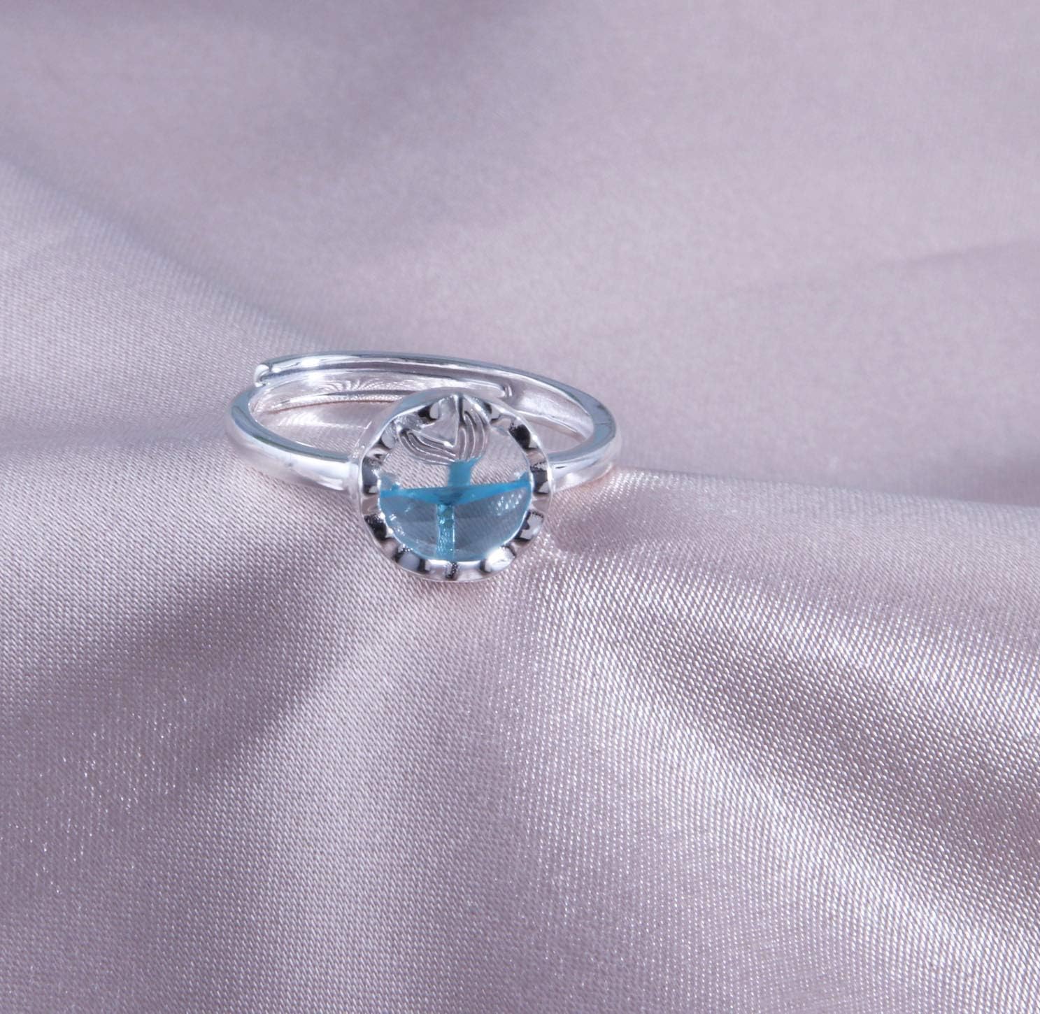 Helen de Lete Mermaid in Ocean S925 Sterling Silver Adjustable Ring for Women