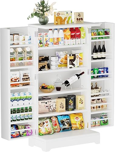 YESHOMY 41" Kitchen Pantry Storage Cabinet with Doors and Adjustable Shelves for Entryway, Dining and Living Rooms, White