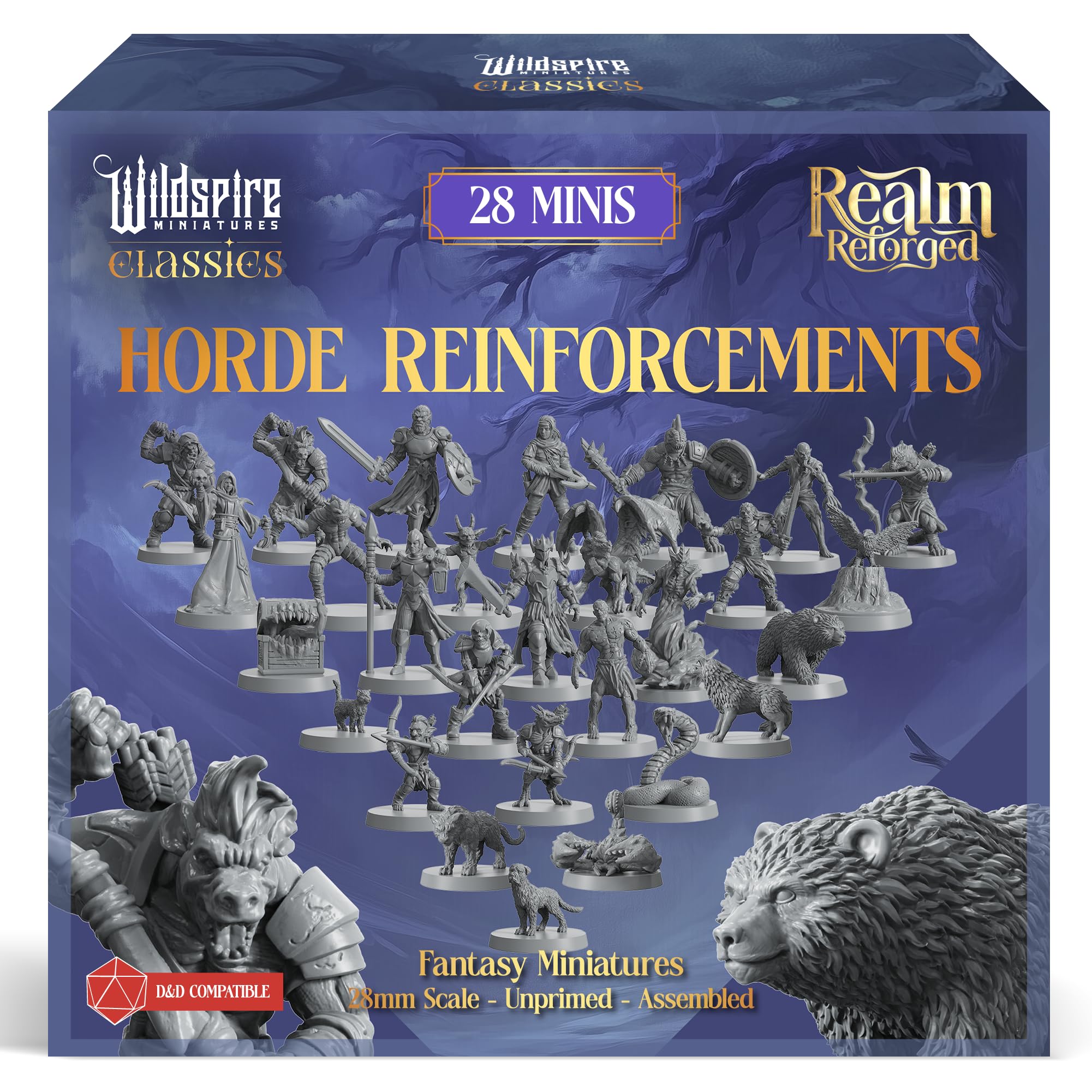 Horde Reinforcements Set - Monsters & Encounters for DND Miniatures Bulk Set 28mm Unpainted DND Minis for Dungeons Dragons | D&D Minis RPG Tabletop Gaming | Fantasy Figurines TTRPG I Realm Reforged