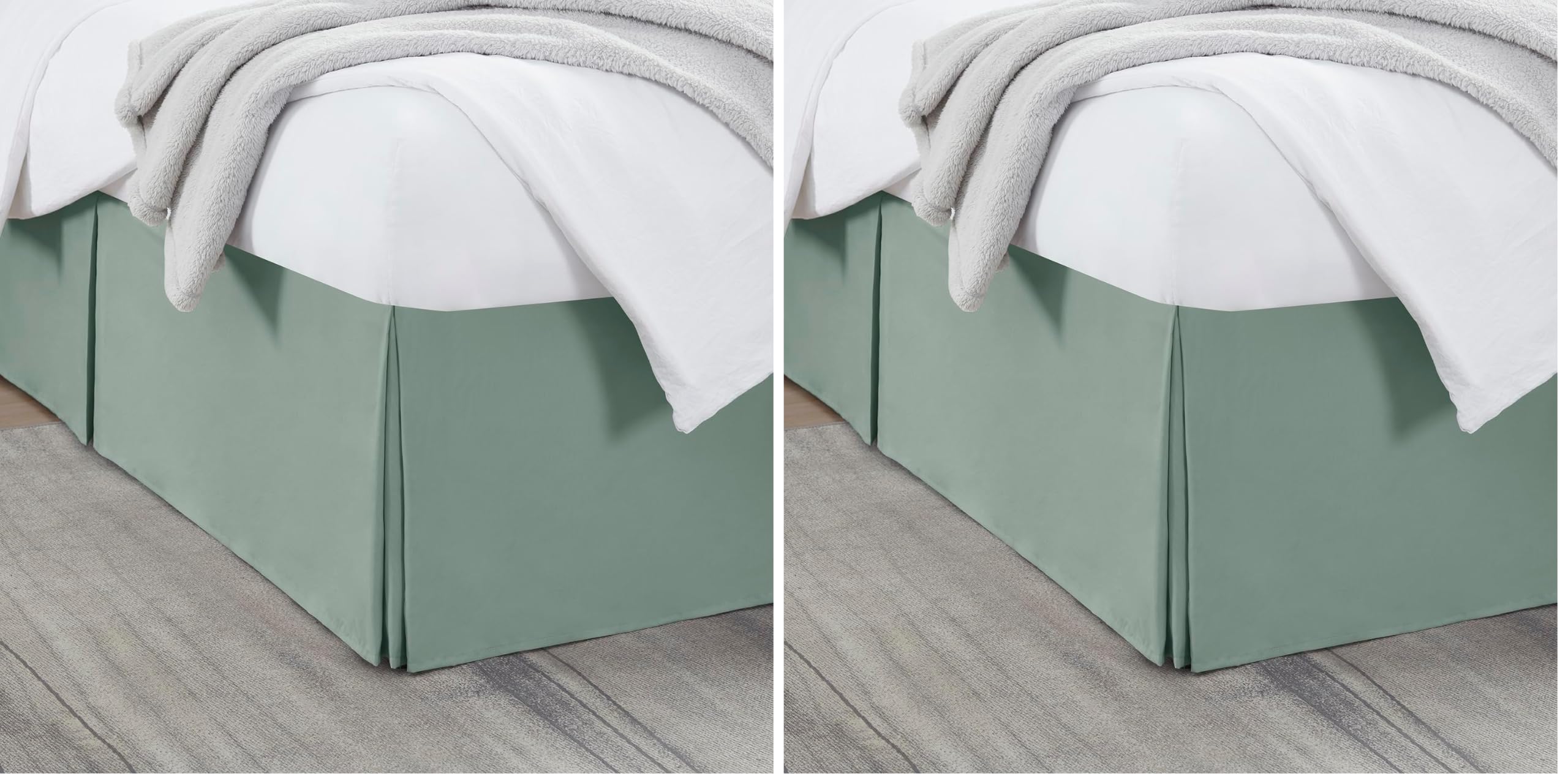 Nestl Sage Green Bed Skirt King Size - King Bed Skirt 14 Inch Drop - Brushed Microfiber Bed Skirts - Hotel Quality Pleated Bed Skirt - Shrinkage &amp; Fade Resistant (Pack of 2)
