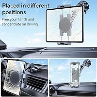 Vista 3 de Soporte para tablet para coche, soporte para iPad para coche【Parabrisas+Salpicadero】Ventosa para iPad para camión Soporte【360° 】Soporte para tablet