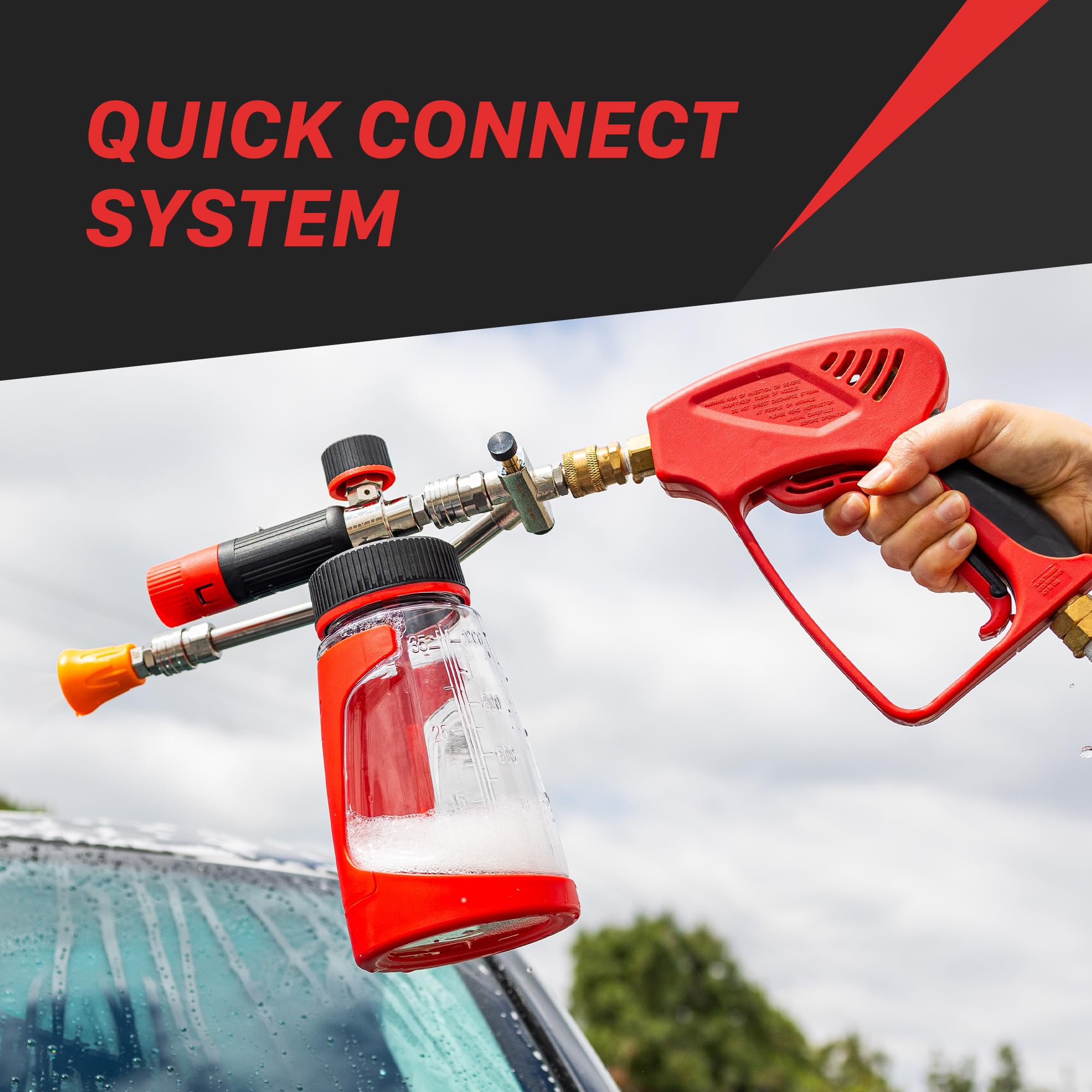 Maxshine Universal Foam & Wash 2in1 System - Quick Connect Schaumkanone & Hochdruckreinigerdüse - Edelstahl für Premium Car Detailing - Easy Switch