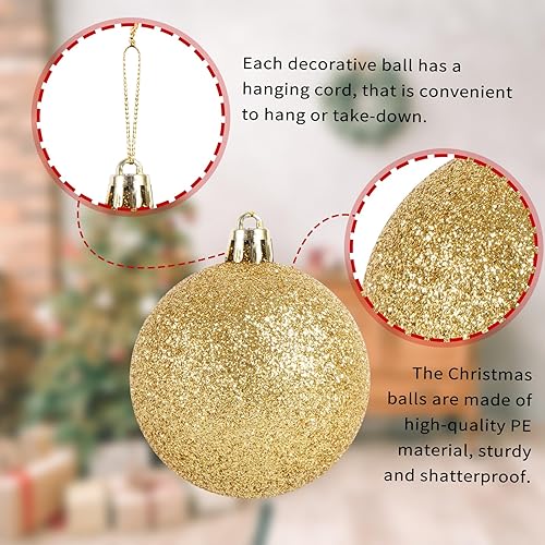 Miniatura 3 de 100 esferas de Navidad, dorado, rojo, verde y blanco, inastillables, para colgar en el árbol de Navidad