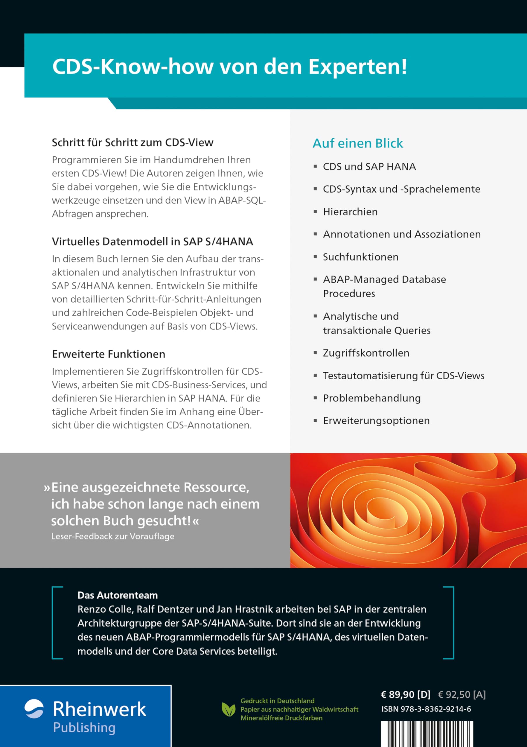 Core Data Services für ABAP: CDS-Views und Datenmodelle für SAP S/4HANA – aktuell für Release 2023 (SAP PRESS)