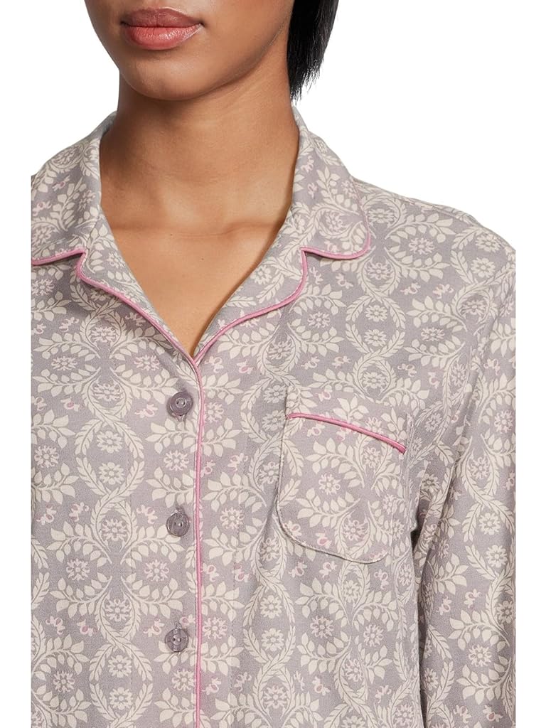 Gray Karen Neuburger Petite Novelty Long Sleeve Girlfriend Pajama Set