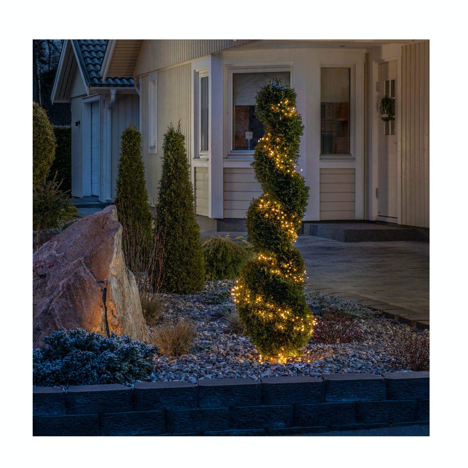 Konstsmide LED Naked Wire Cluster Lights Christmas Lights/Pin Wire Light Chain/Outdoor Christmas Lights and Indoor Use (IP44)/Cable Reel Included/200 Amber White Diodes/Green Wire String Lights - Image 2