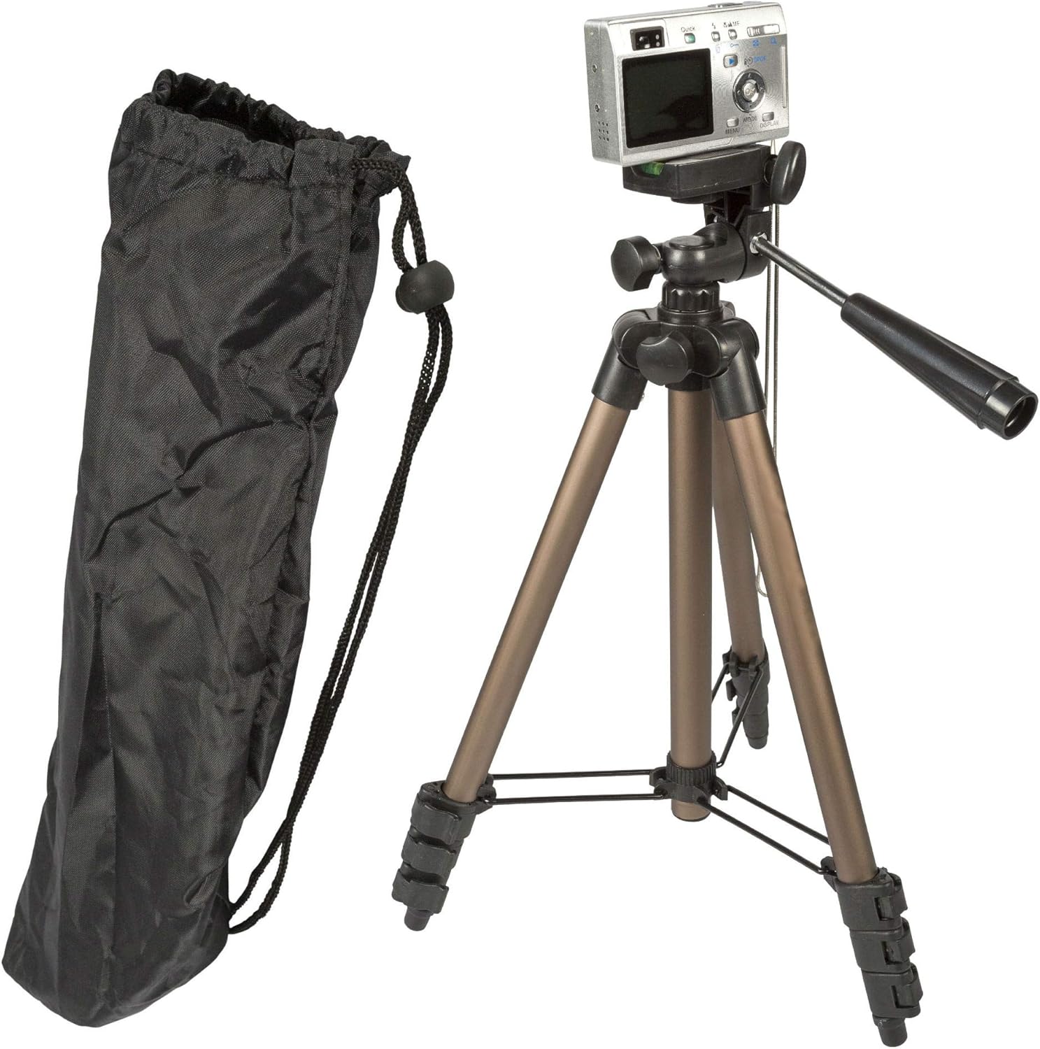 TronicXL Tripod - Trípode universal para cámara de 105 cm + funda compacta nivel de burbuja compatible con Canon Fuji Nikon Samsung Rollei Sony Canyon Videostativ fototrípode