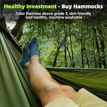 Hitch Mount Hammock & Camping Hammock with Mosquito Net - Fits 2'' Receiver, Parachute Nylon Hammock for Indoor, Outdoor, Hiking, Backpacking, Backyard, Beach, Travel