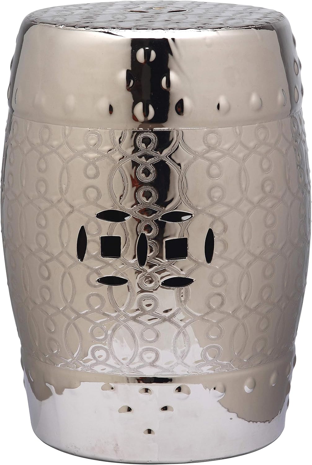 Safavieh Lantana Glazed Ceramic Decorative Garden Stool, Silver