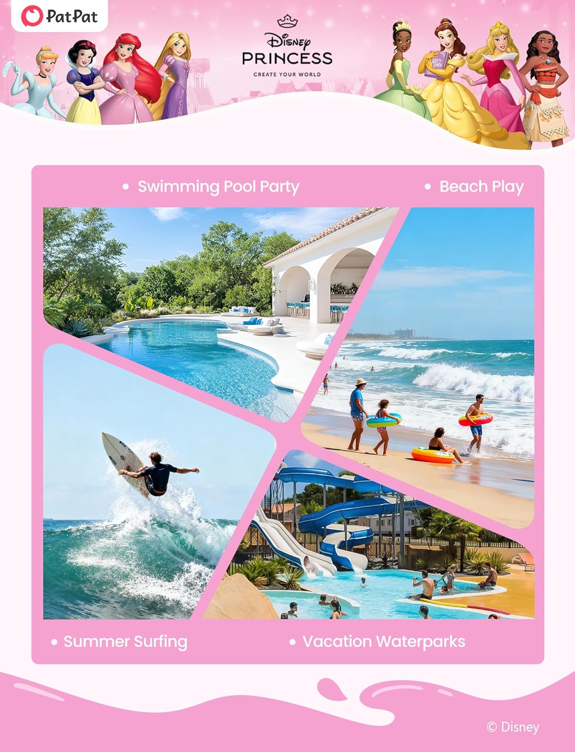 Disney Elsa Princess Toddler Girls Two Piece Tankini Top and Bow Tie Bikini Bottom Beach Swimwear Set - Image 6