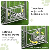 Vista 3 de Lyromix Perrera para perros al aire libre con techo y puertas de alimentación giratorias, gran recinto para corral para perros de alta resistencia