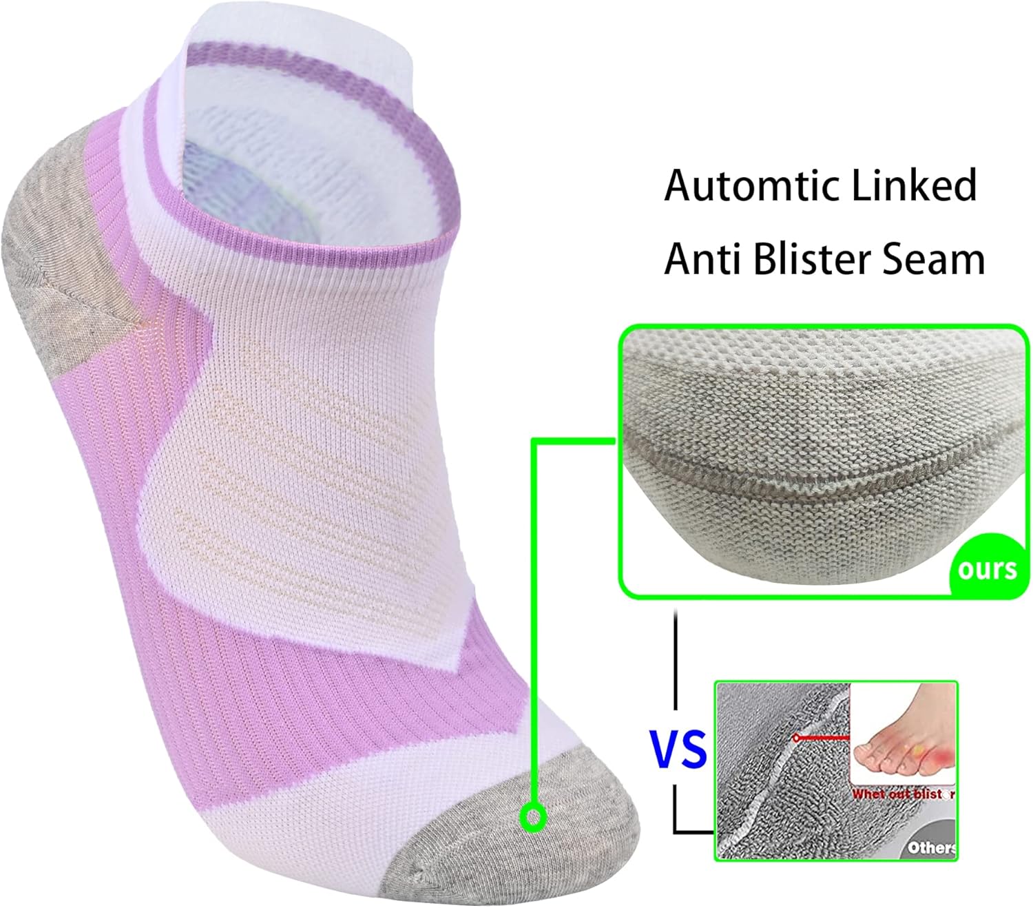 Women's Anti Stink Seamless Breathable Low Cut Compression Sports Running and Cycling Socks