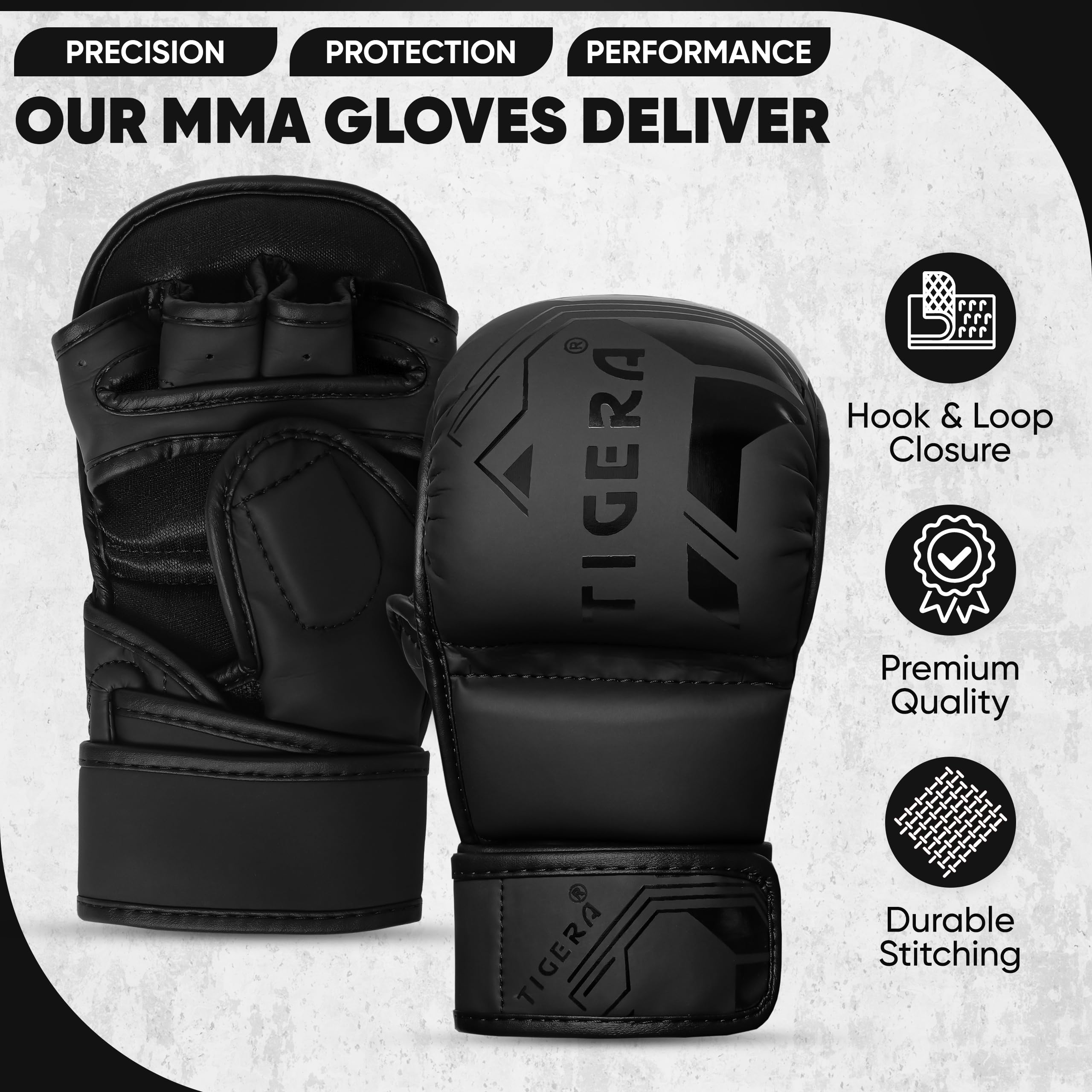 Guanti MMA Sparring Playerz SparTech — 200 Ml, Open Palm, Microfibra Vegana, Per Grappling E Allenamento