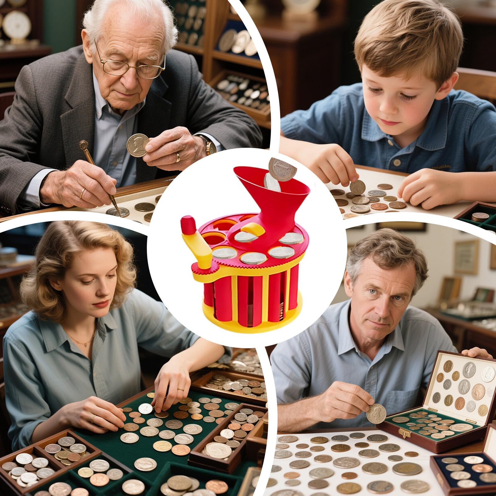 Geniu S Trieur de pièces de monnaie, organiseur à manivelle, outil de classification d'argent, tri manuel rapide, facile à utiliser, choix rouge ou bleu, utilisation pour bureau, magasin