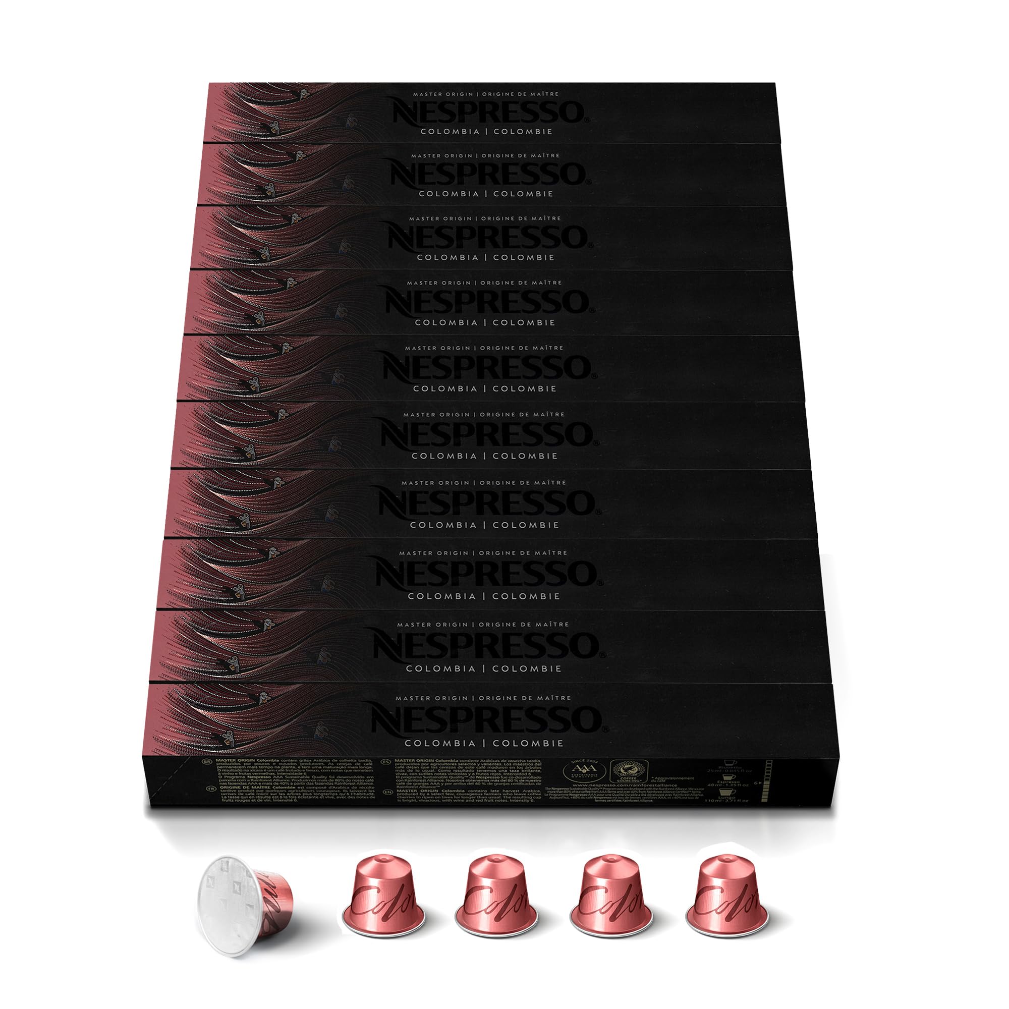 NESPRESSO ORIGINAL Colombia 100 Kaffeekapseln | Arabica Kaffee aus Kolumbien, Mittlere Röstung, Intensität 6, Ideal für Espresso & Lungo