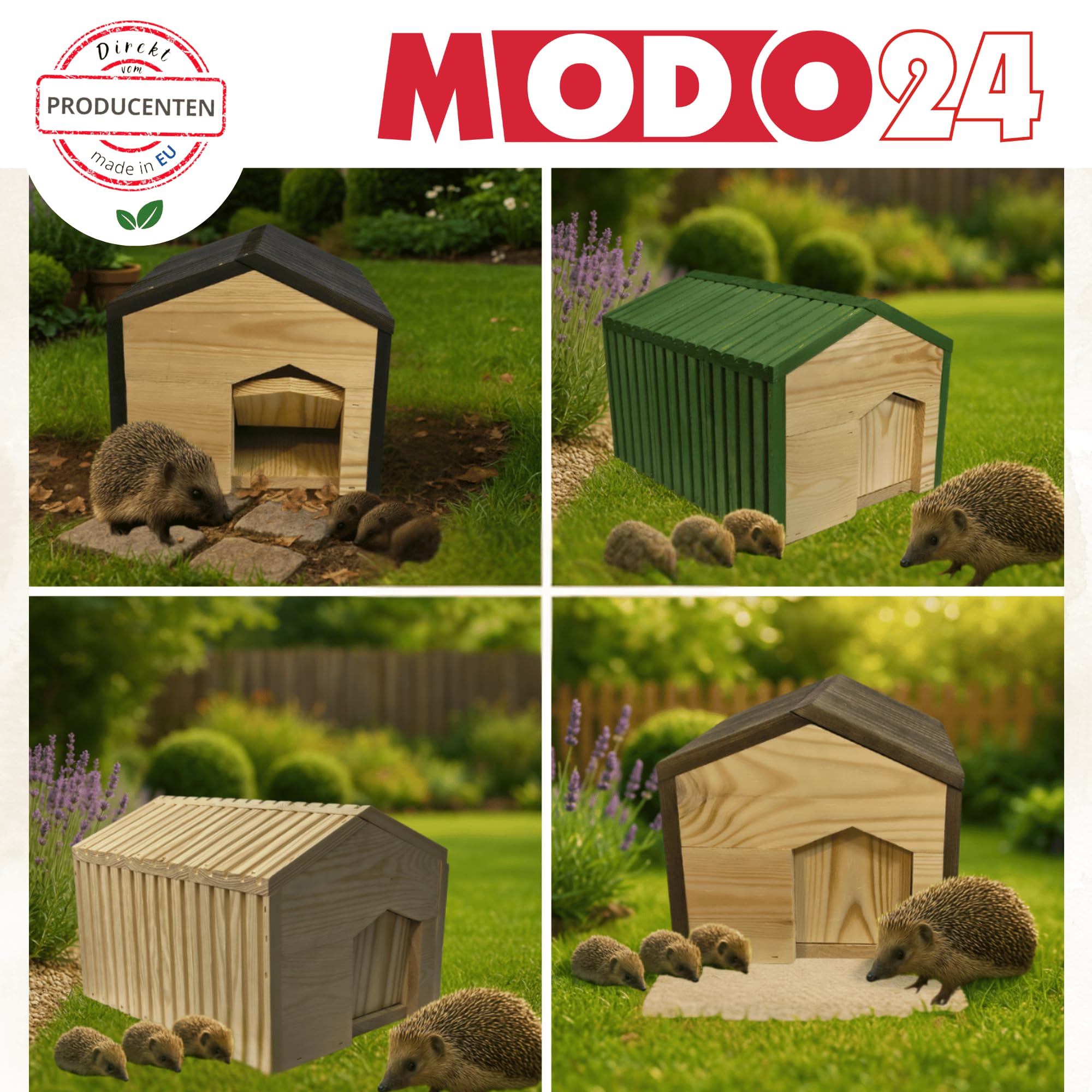 Igelhaus aus FSC Holz 25x36x27 cm Schwarz Igelhütte Igelhotel mit Labyrintheingang Wetterfestes Dach Winterschlaf Nisthaus Garten