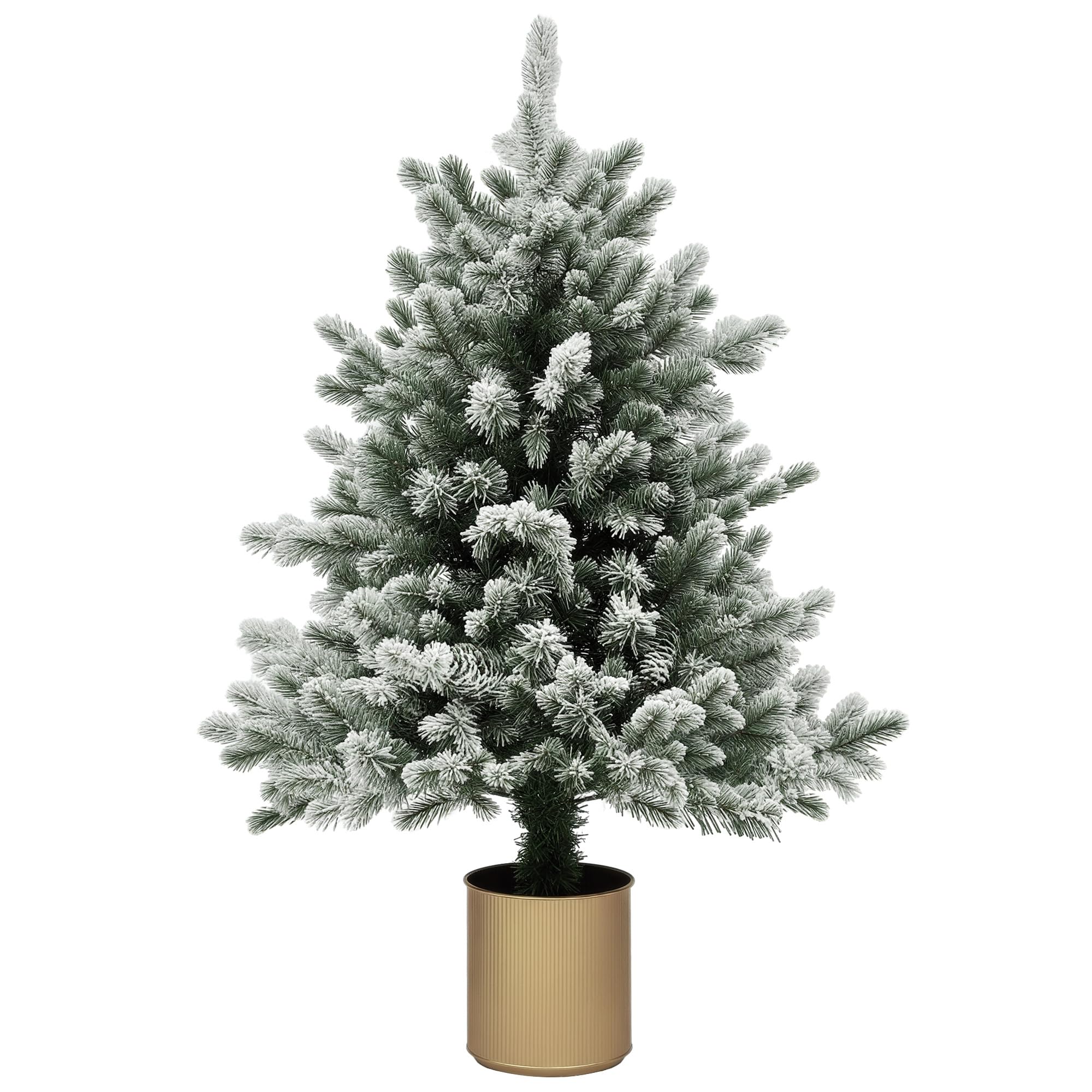 HOMCOM Mini Künstlicher Weihnachtsbaum 100 cm mit Schnee, 130 Spitzen | Künstlich Tannenbaum, Christbaum mit Topf, Weihnachtsdeko für Drinnen, Büro, Wohnzimmer