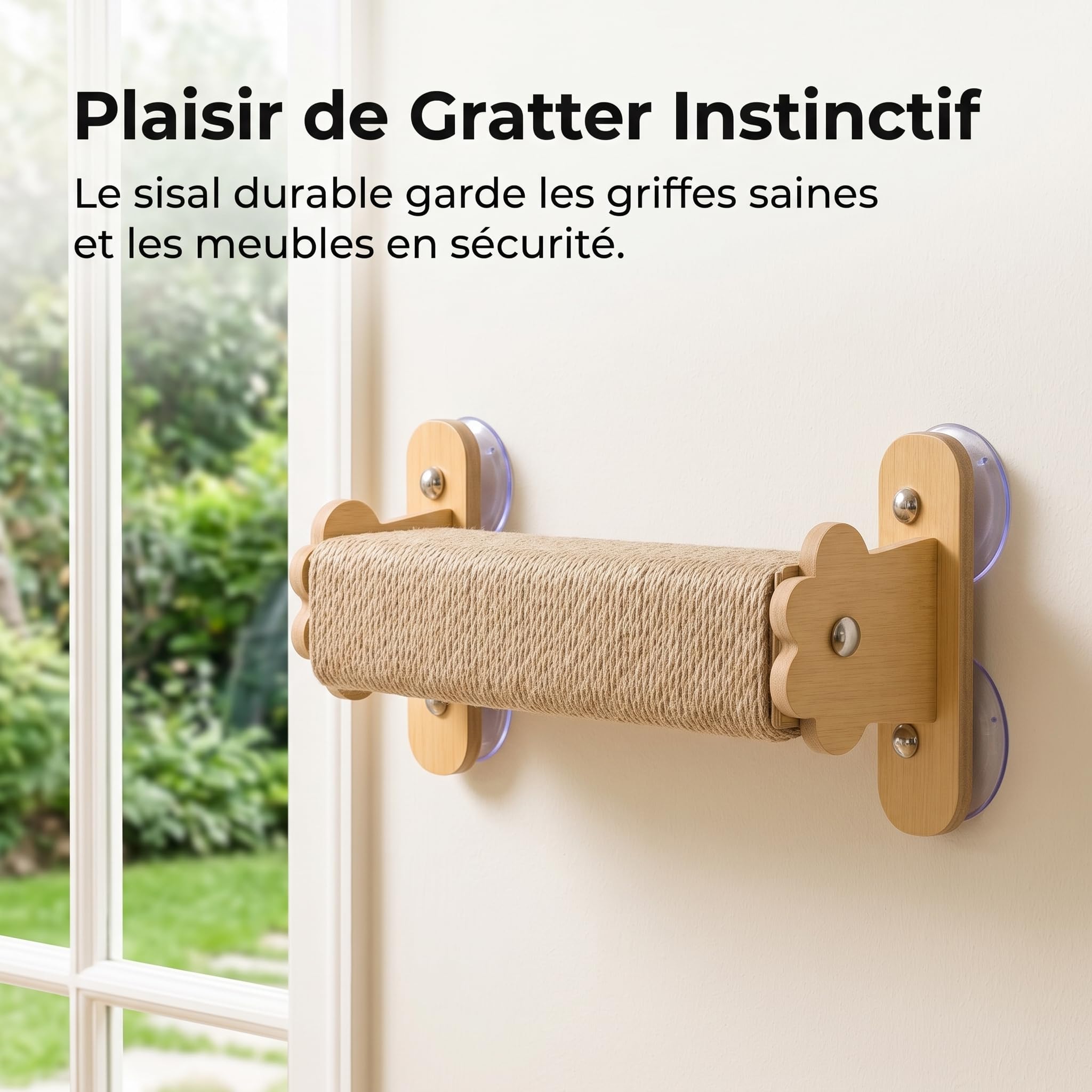 Tiragraffi per Gatti in Legno con Amaca e Trespolo – Cuccia per Gatti da Finestra, Accessori Versatili per Felini, Amaca pieghevole sospesa