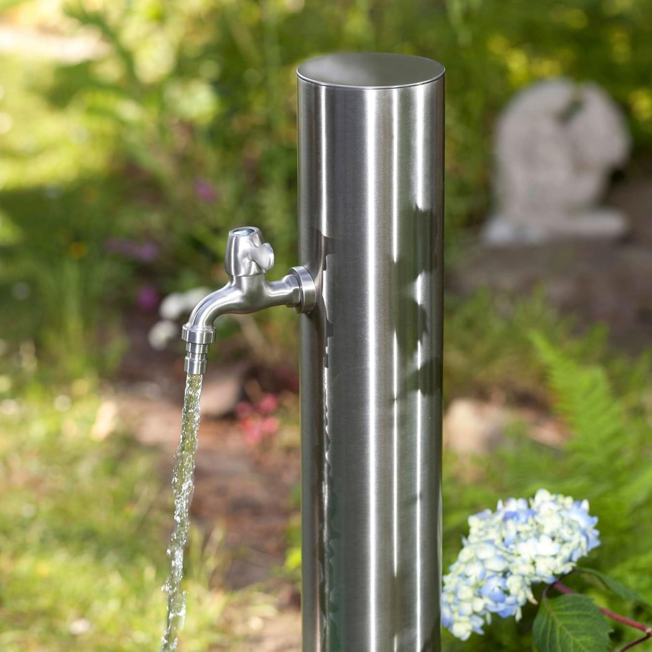 UPP Colonne de distribution d'eau en acier inoxydable avec 2 robinets, conduite d'alimentation cachée - Robinet d'eau - Fontaine, installation facile - 75 cm