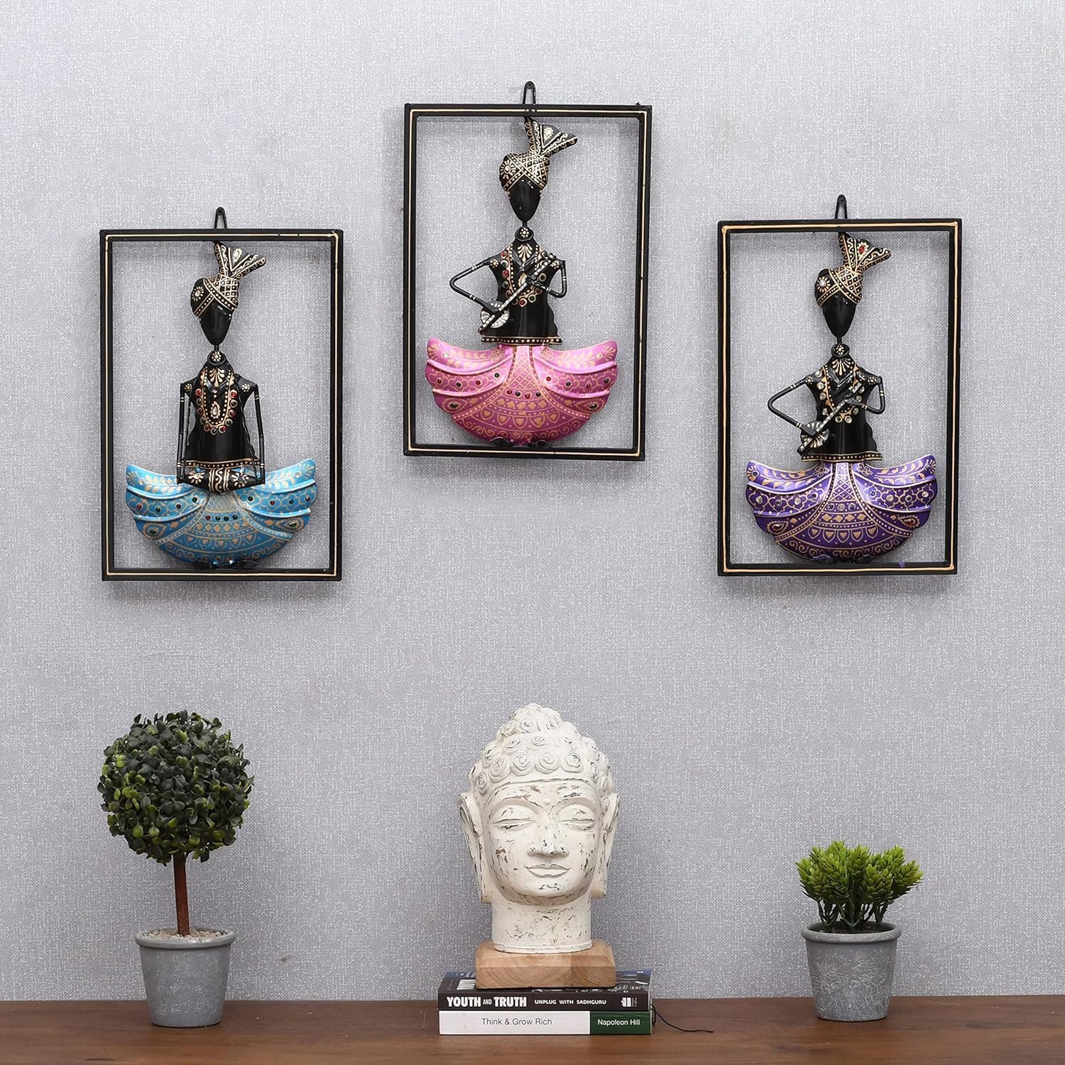 RHEA STORE Iron Musician Wall Art Frame Set of 3 for Home Décor – Handmade Metal Wall Hanging Art for Living Room, Bedroom, Office | Modern Musical Wall Decoration Frames-image-17