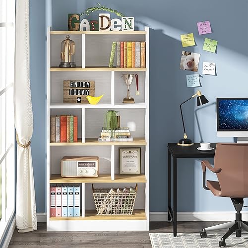 Miniatura 5 de Tribesigns Estantería blanca de 72 pulgadas de alto, moderna estantería de cubo con estante de 6 niveles, estantes abiertos grandes, organizador de